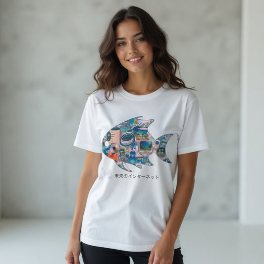 Redfish Frutiger Aero T Shirt, Future Graphic Tee, Y2K Internet Aesthetic Shirt, Eco Technology Art Tee, Futuristic World Design 2