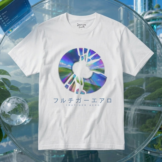 Broken Frutiger Aero CD T-Shirt | Windows XP Bliss Graphic Tee | Y2K Tech Nostalgia Shirt | Frutiger Metro Aesthetic | Holographic Disc