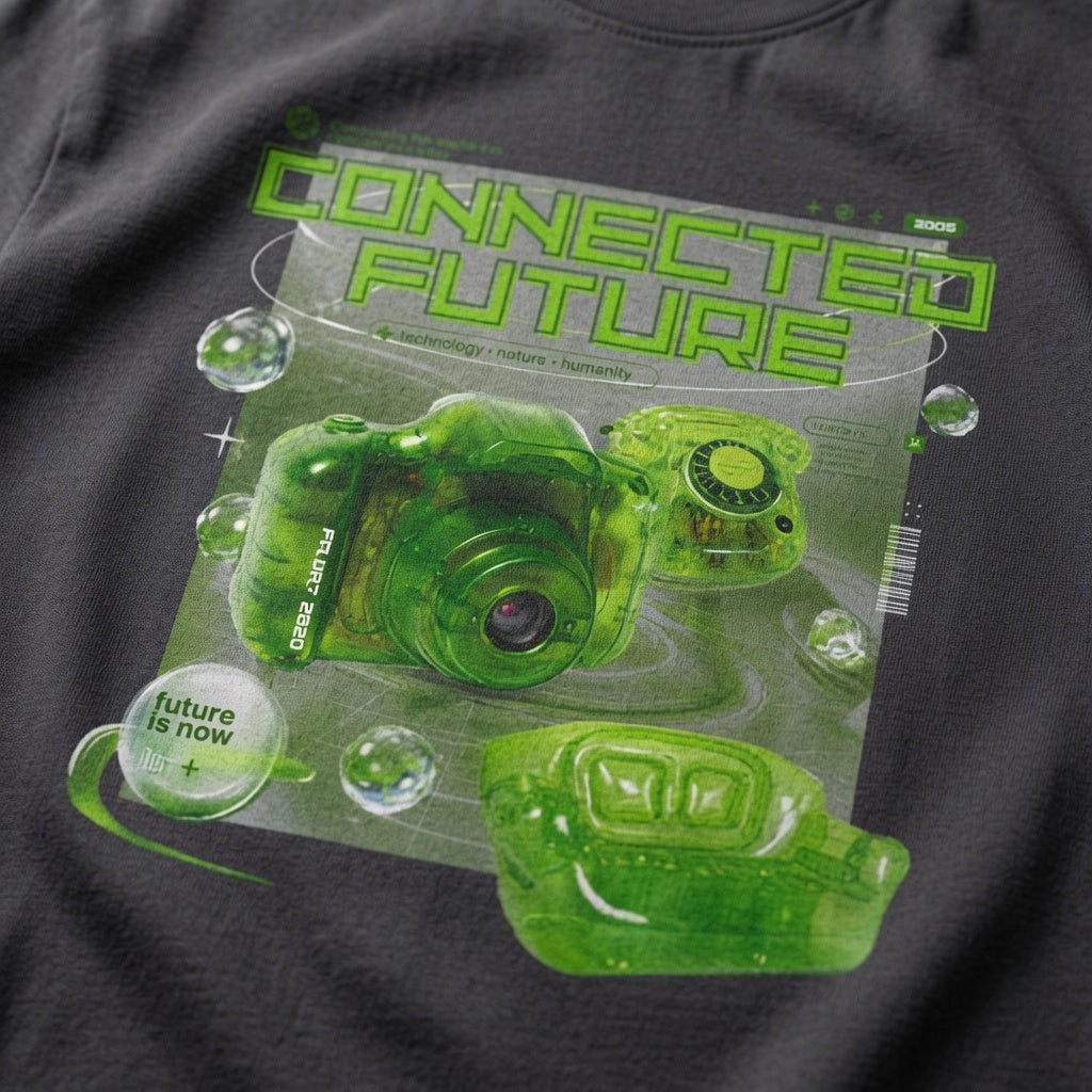 Frutiger Aero Graphic Tee Y2K Webcore Aesthetic Shirt Connected Future Retro Futuristic Camera Design Cyber Nostalgia Unisex Top