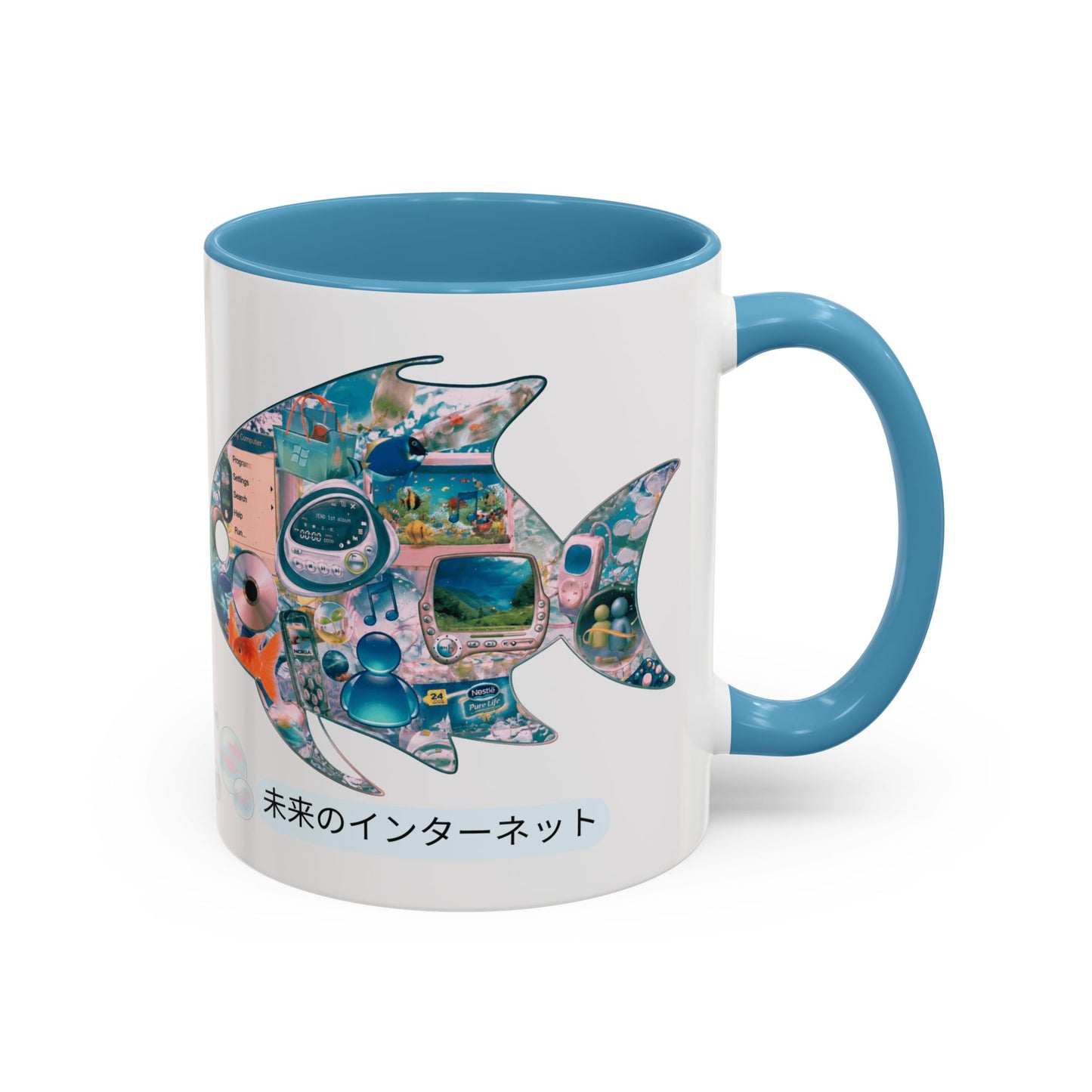 Fish Collage Mug |FRUTIGER AERO, WEBCORE Accent Coffee Mug (11oz, 15oz)