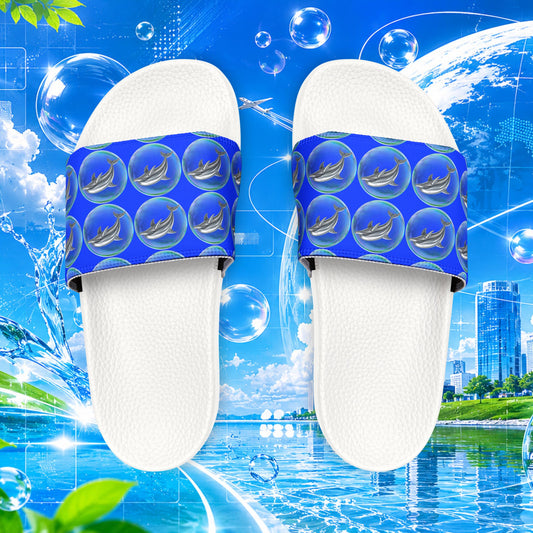 Frutiger aero Blue Bubble Pattern Sandals | Slide Sandals
