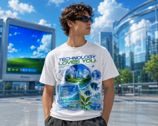 Frutiger Aero Shirt Nostalgia Tee: Retro Internet Cybercore Design, Aqua Graphics (Unisex Large Print, Bella+Canvas Cotton)