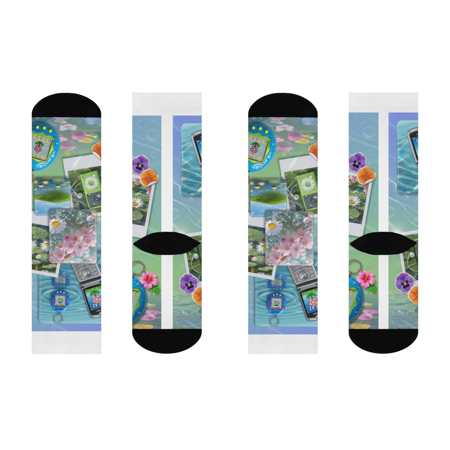 Frutiger Aero Socks, Frutiger Metro Socks, Y2K Aesthetic Socks, Retro Futuristic Crew Socks, 2000s Style