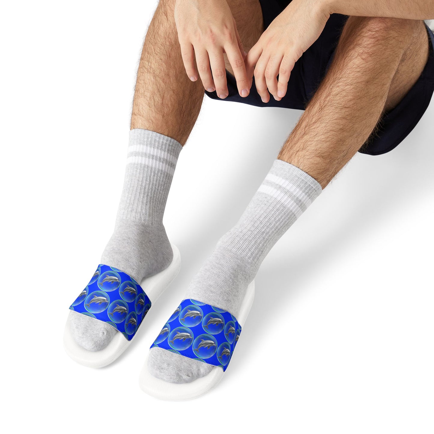 Frutiger aero   Blue Bubble Pattern Sandals | Slide Sandals