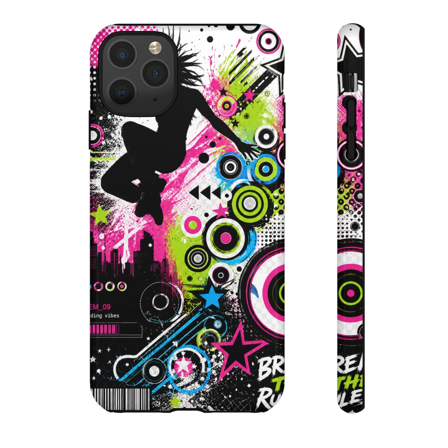Frutiger Metro / Neon Skate Silhouette Tough Case | Graffiti Pop Art Phone Cover