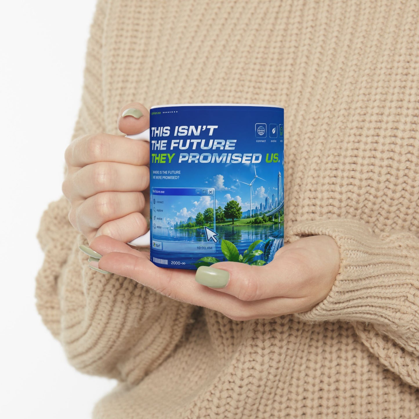 Frutiger Aero Mug, Y2K Aesthetic Mug, Retro Futuristic Coffee Cup, This Isnt The Future They Promised Us