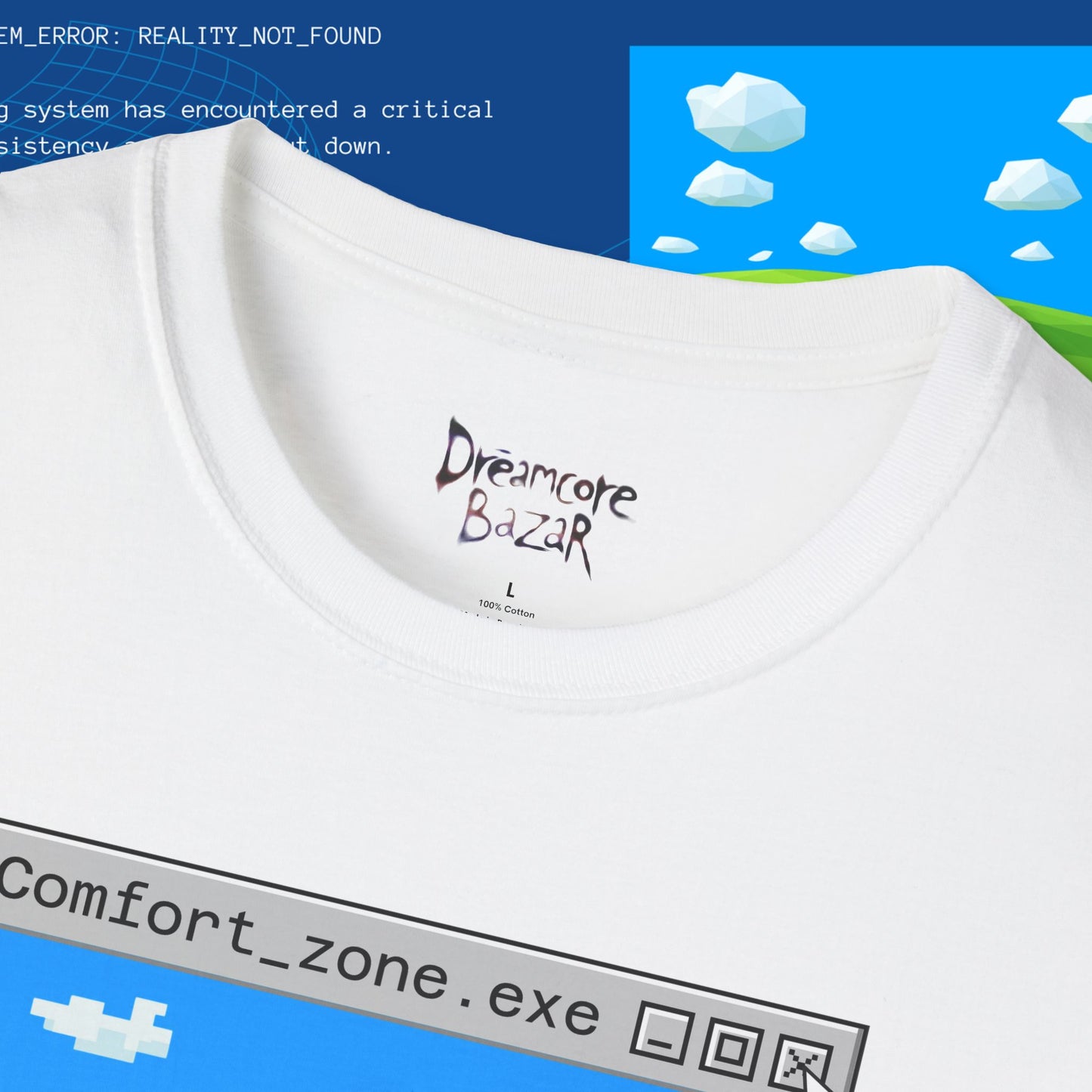 Comfort_zone.exe ducks pixel art T-Shirt | retro computer window, digital duck trail