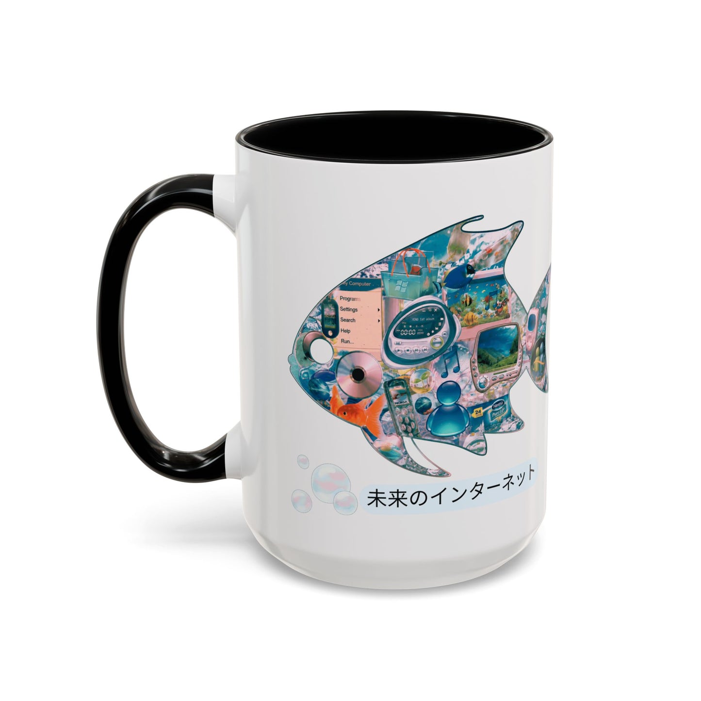 Fish Collage Mug |FRUTIGER AERO, WEBCORE Accent Coffee Mug (11oz, 15oz)