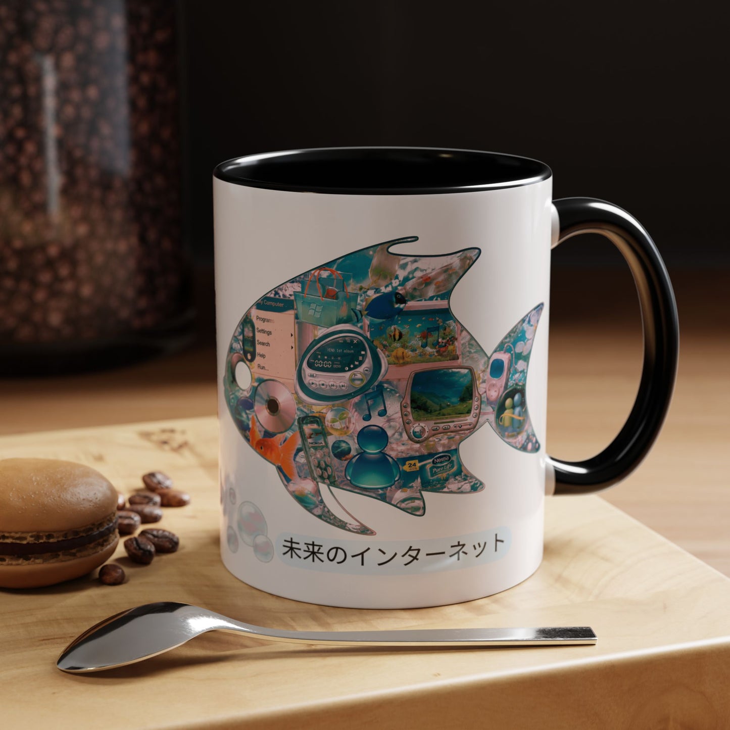 Fish Collage Mug |FRUTIGER AERO, WEBCORE Accent Coffee Mug (11oz, 15oz)
