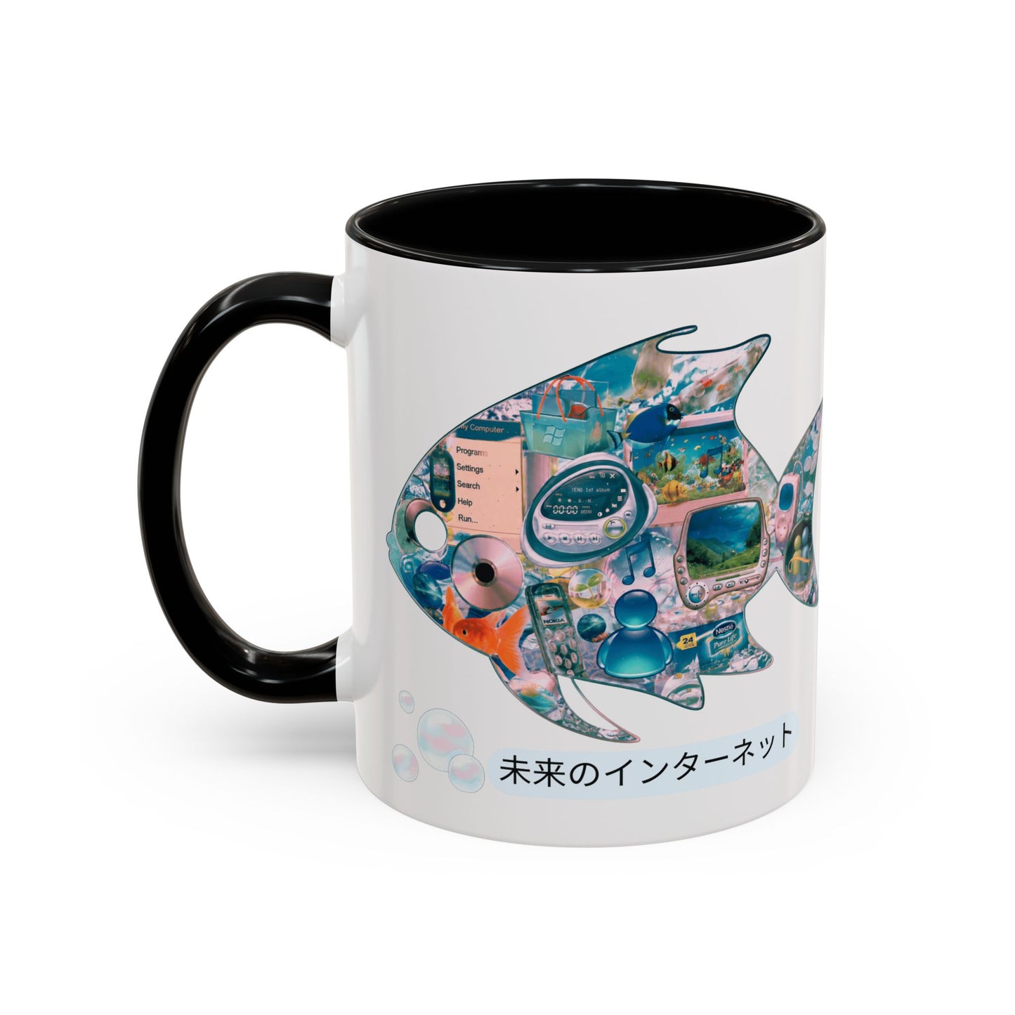 Fish Collage Mug |FRUTIGER AERO, WEBCORE Accent Coffee Mug (11oz, 15oz)