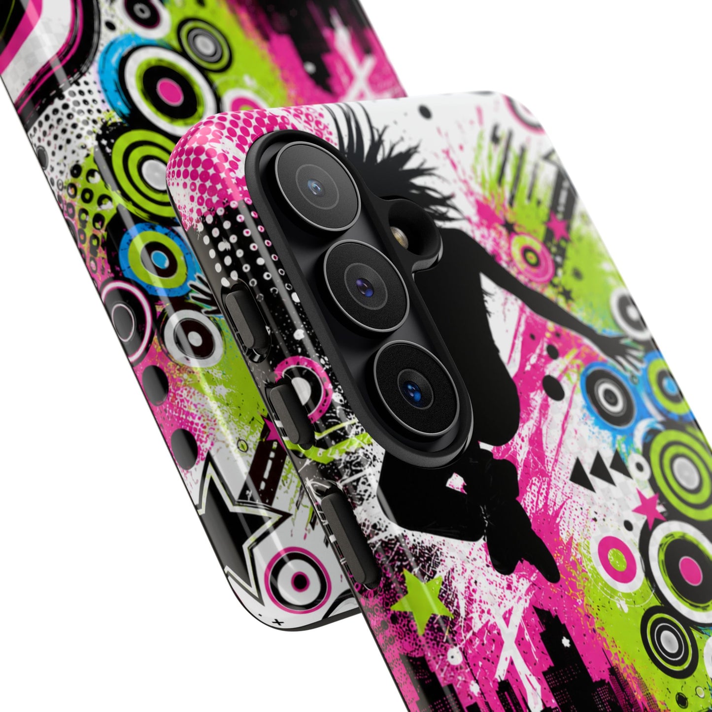 Frutiger Metro / Neon Skate Silhouette Tough Case | Graffiti Pop Art Phone Cover