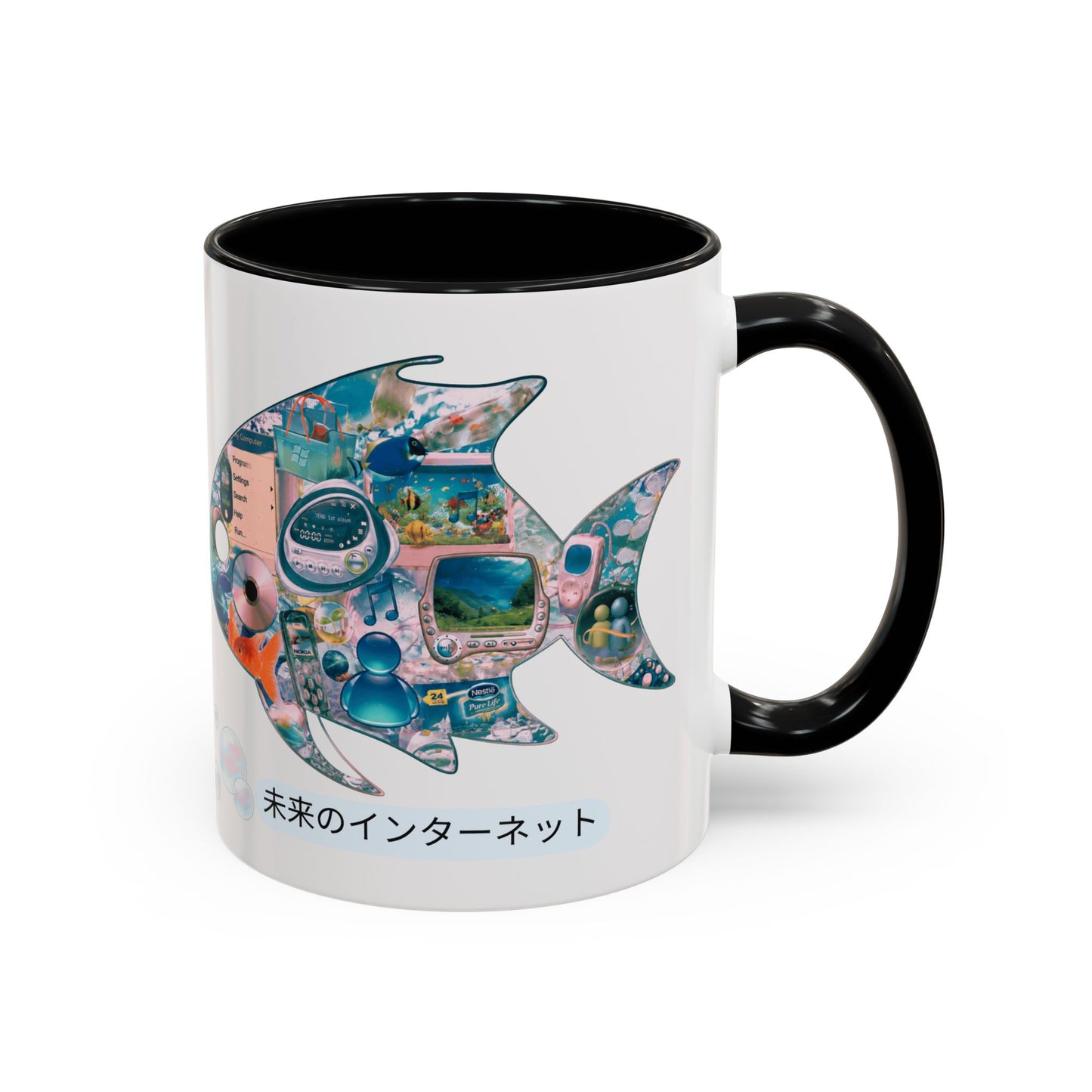 Fish Collage Mug |FRUTIGER AERO, WEBCORE Accent Coffee Mug (11oz, 15oz)