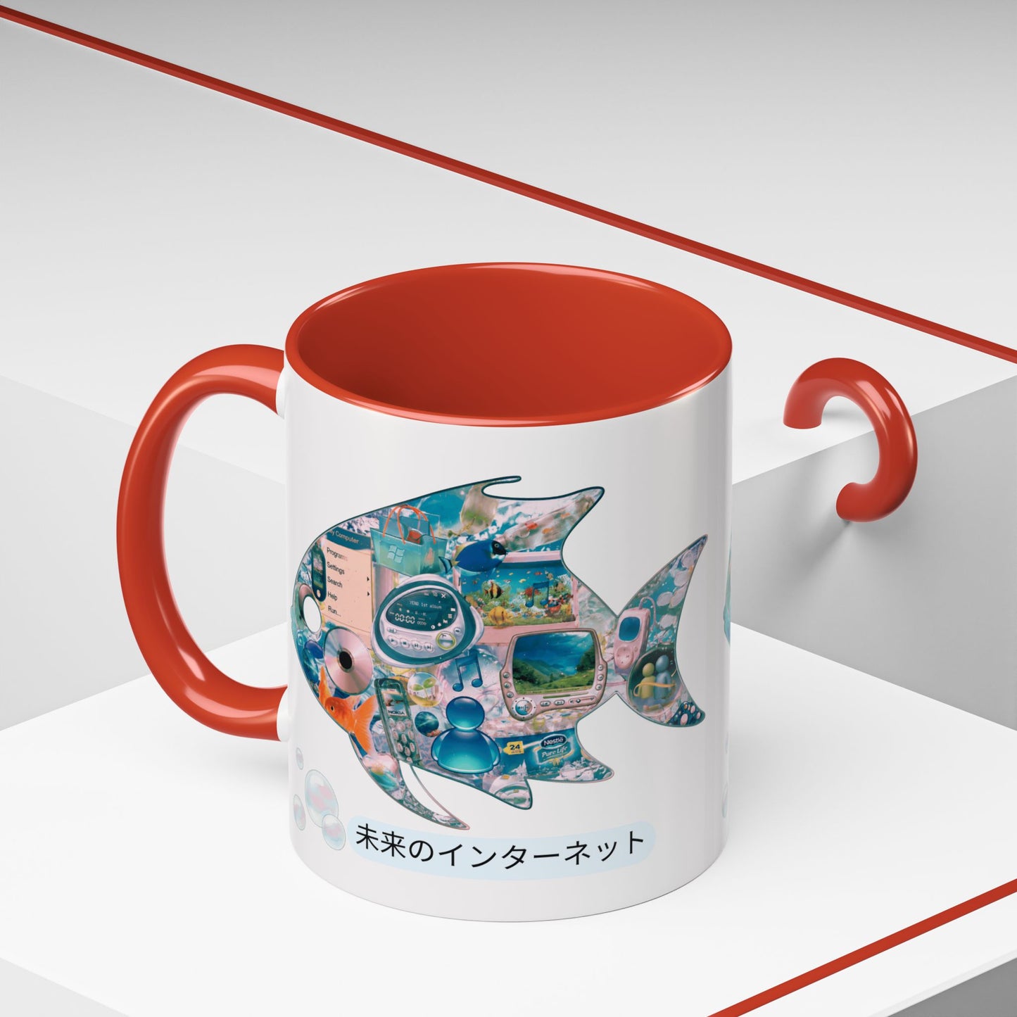 Fish Collage Mug |FRUTIGER AERO, WEBCORE Accent Coffee Mug (11oz, 15oz)