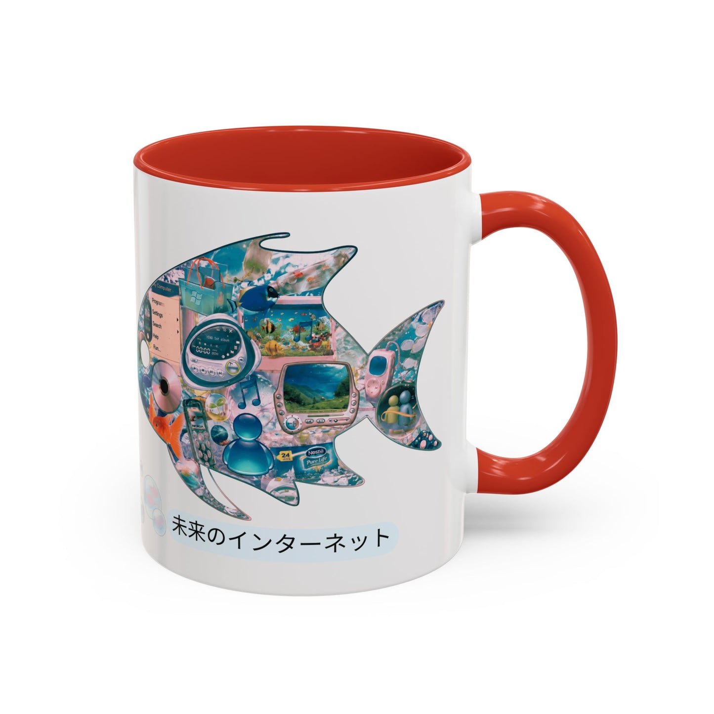 Fish Collage Mug |FRUTIGER AERO, WEBCORE Accent Coffee Mug (11oz, 15oz)