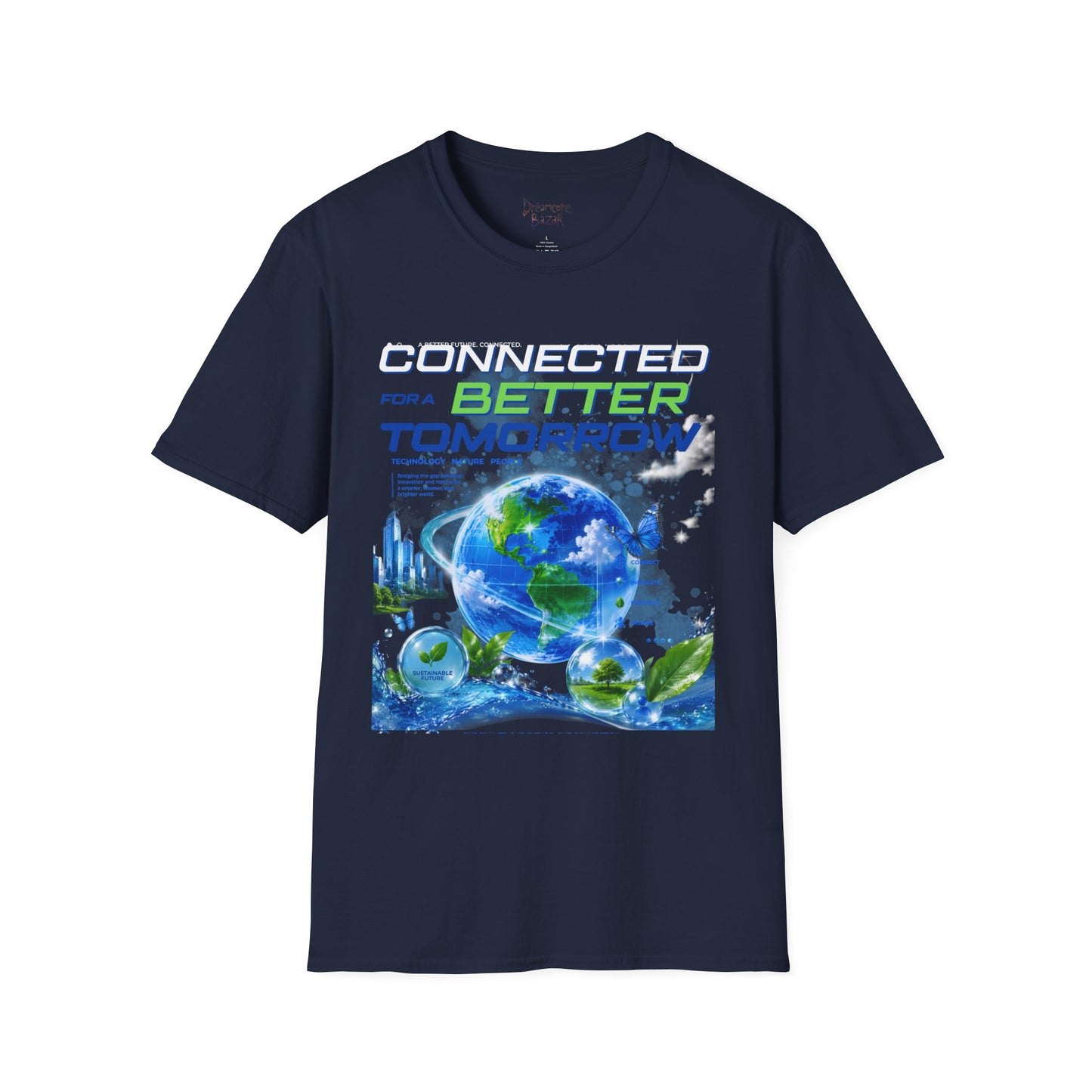 Frutiger Aero T-Shirt Connected For A Better Tomorrow Shirt | Y2K Futuristic Earth Tee | Eco Tech Aesthetic Graphic Shirt | Retro Vaporwave