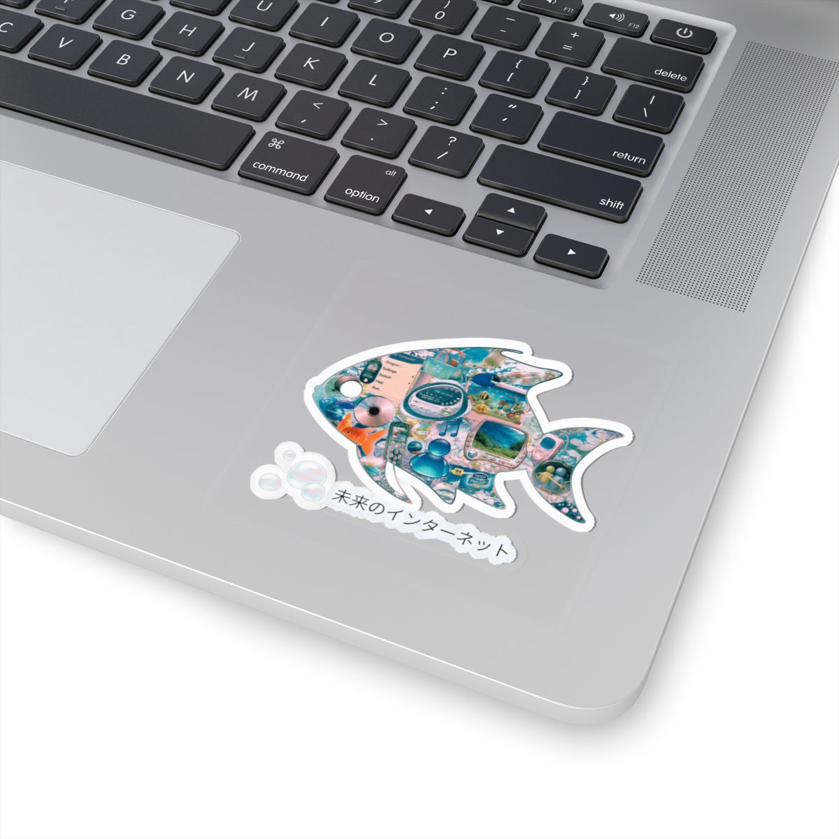 Y2K Frutiger aero stickers /Internet Fish Sticker | Kiss-Cut Decorative Sticker, Japanese Text