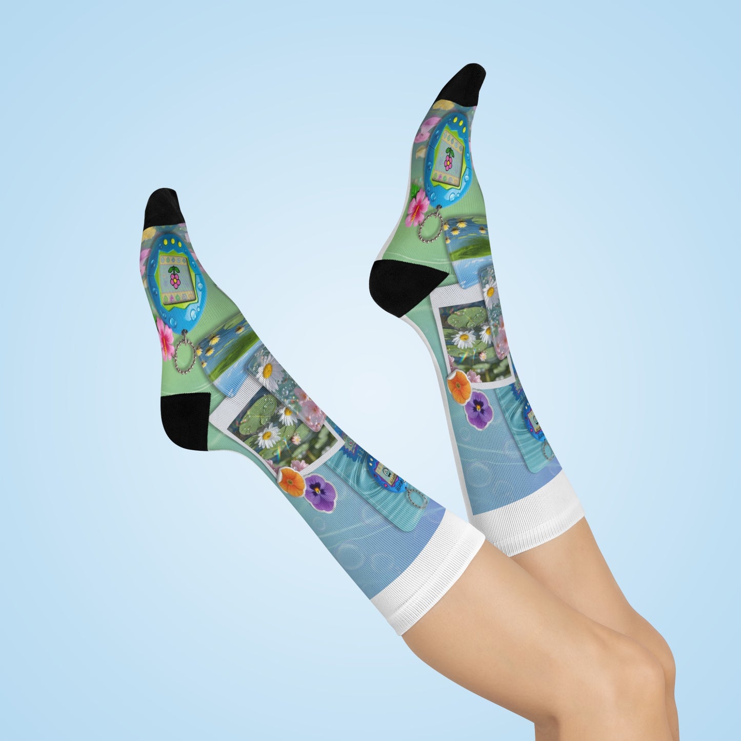 Frutiger Aero Socks, Frutiger Metro Socks, Y2K Aesthetic Socks, Retro Futuristic Crew Socks, 2000s Style