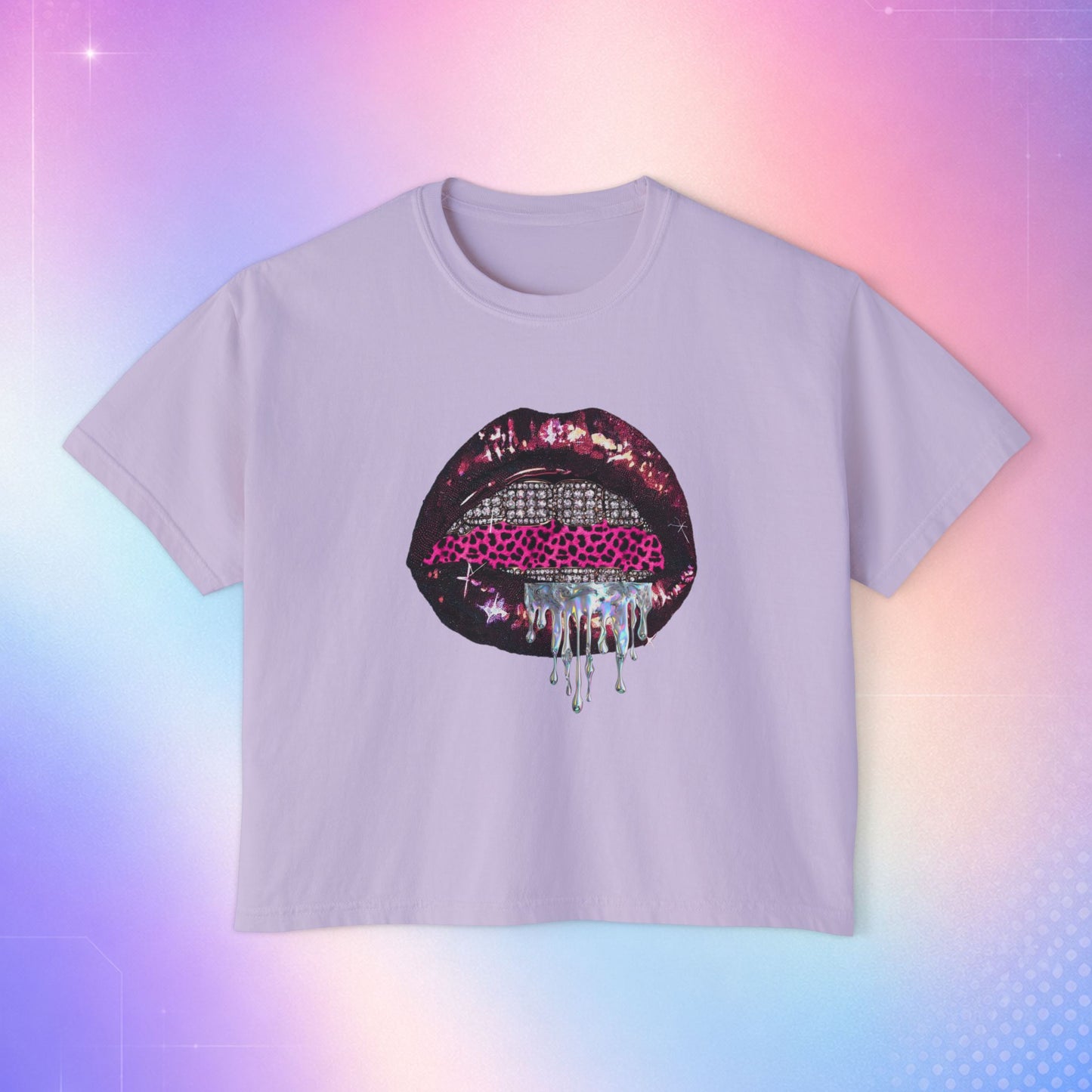McBling Y2K Graphic Tee, 100% Cotton Oversized T-Shirt, Pink Lip Graphic Shirt, Retro 2000s Aesthetic Top, Cyber Glam Baby Tee
