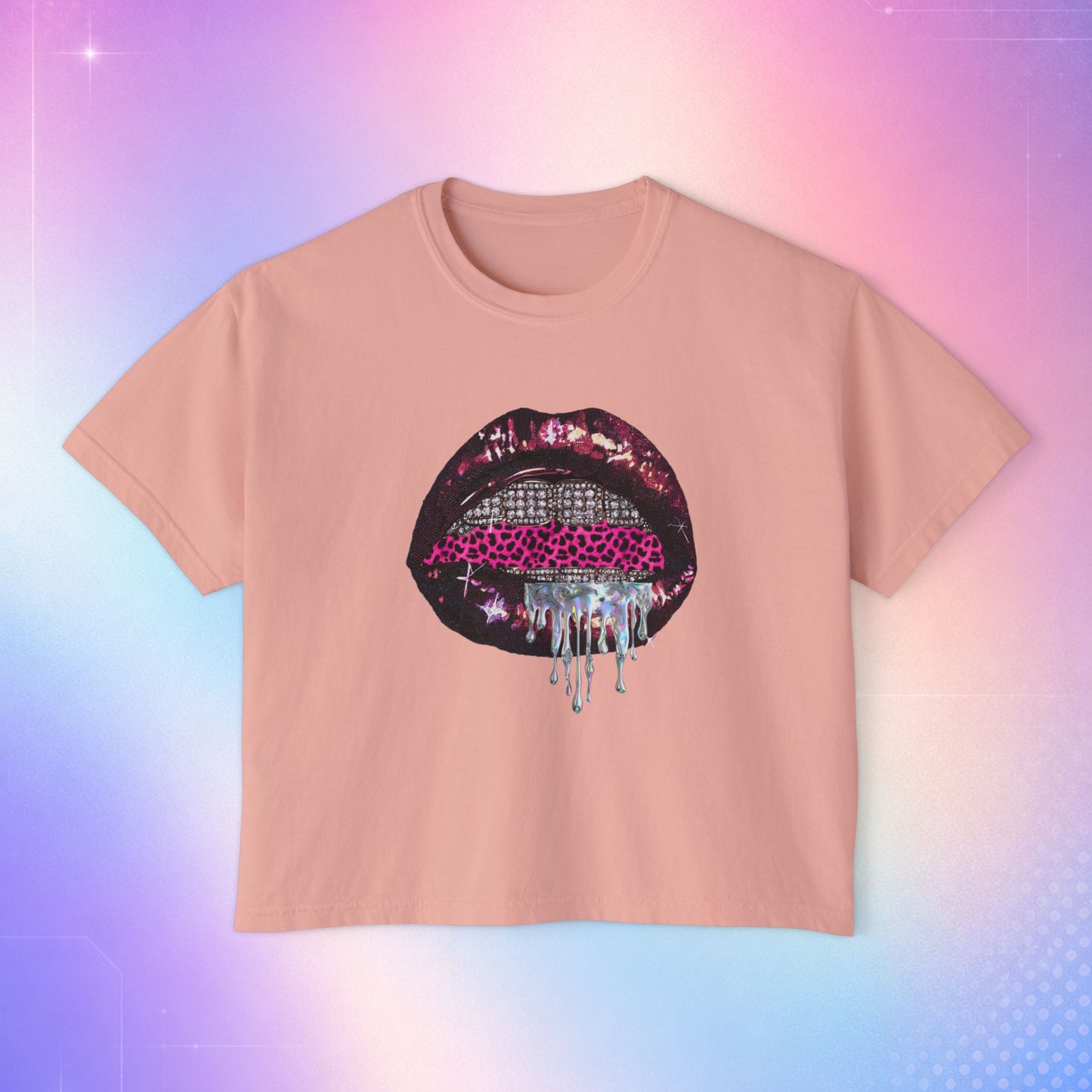 McBling Y2K Graphic Tee, 100% Cotton Oversized T-Shirt, Pink Lip Graphic Shirt, Retro 2000s Aesthetic Top, Cyber Glam Baby Tee