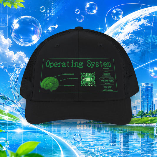 Operating System brain chip graphic Snapback Cap | cyberpunk tech hat FRUTIGER AERO