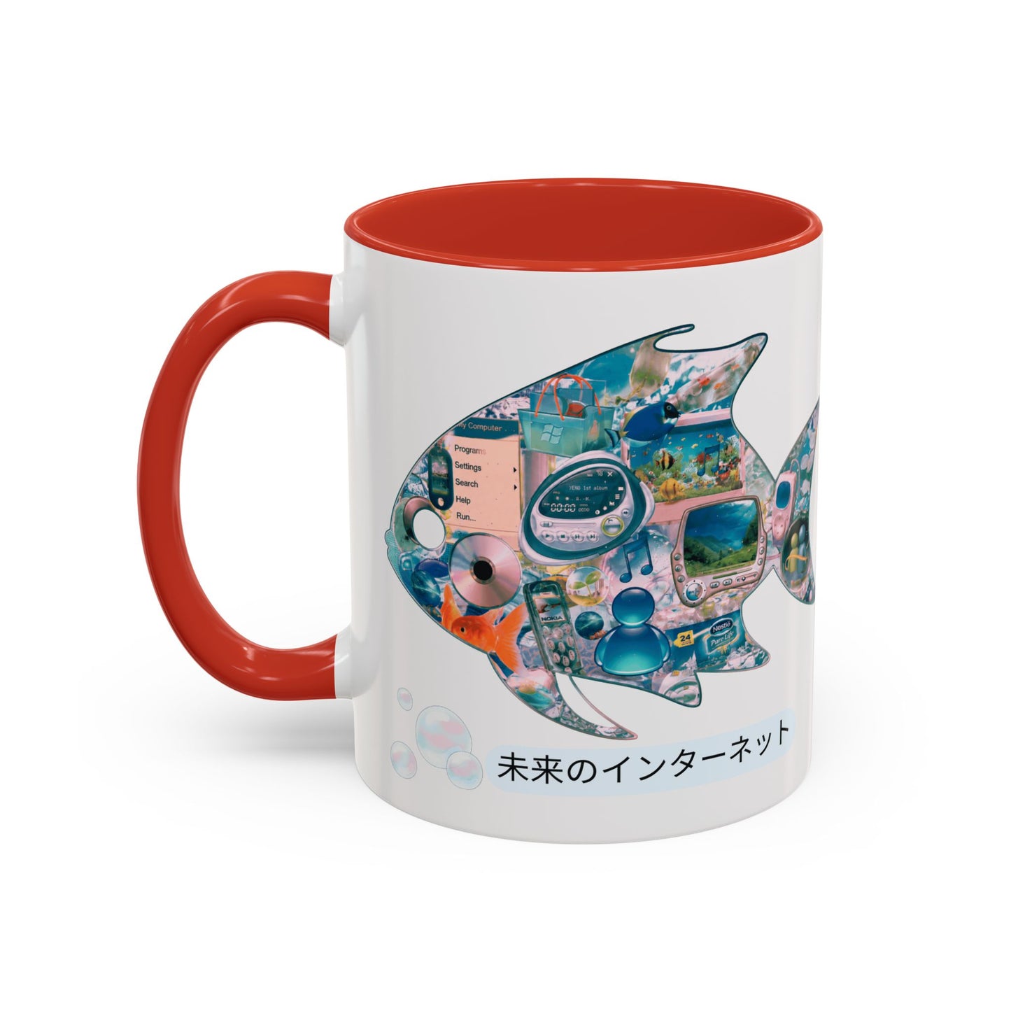 Fish Collage Mug |FRUTIGER AERO, WEBCORE Accent Coffee Mug (11oz, 15oz)