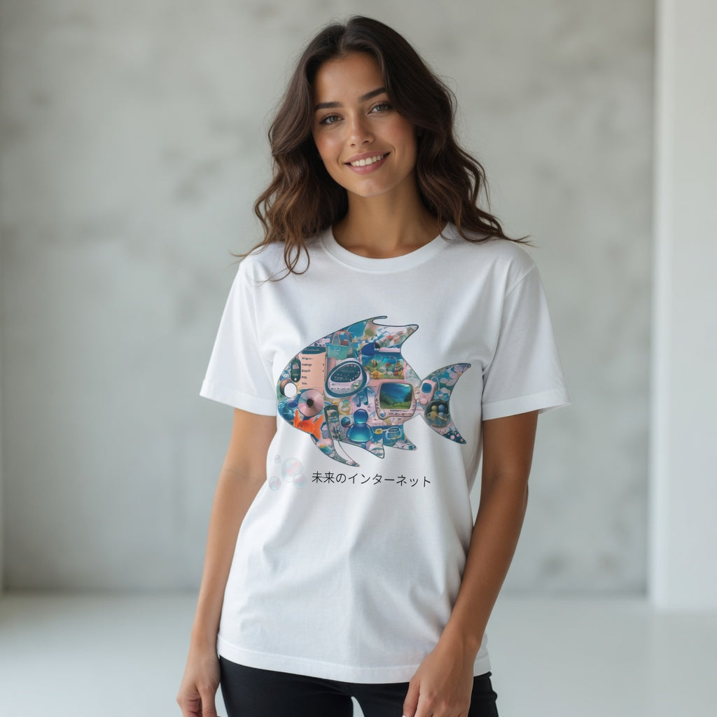 Redfish Frutiger Aero T Shirt, Future Graphic Tee, Y2K Internet Aesthetic Shirt, Eco Technology Art Tee, Futuristic World Design 2