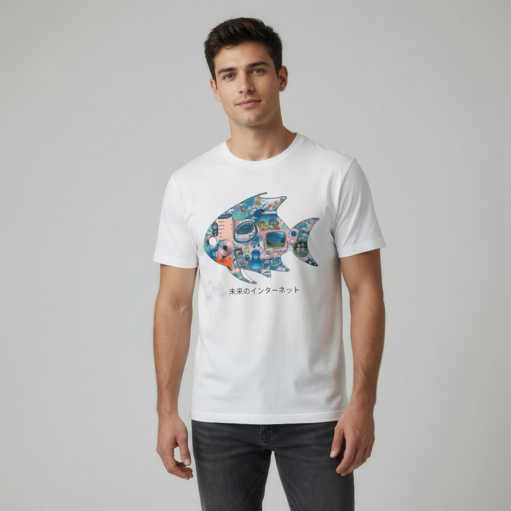 Redfish Frutiger Aero T Shirt, Future Graphic Tee, Y2K Internet Aesthetic Shirt, Eco Technology Art Tee, Futuristic World Design 2