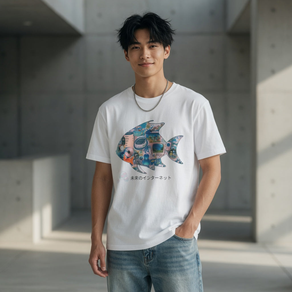Redfish Frutiger Aero T Shirt, Future Graphic Tee, Y2K Internet Aesthetic Shirt, Eco Technology Art Tee, Futuristic World Design 2