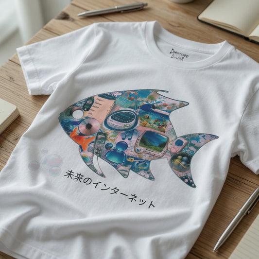 Redfish Frutiger Aero T Shirt, Future Graphic Tee, Y2K Internet Aesthetic Shirt, Eco Technology Art Tee, Futuristic World Design 2