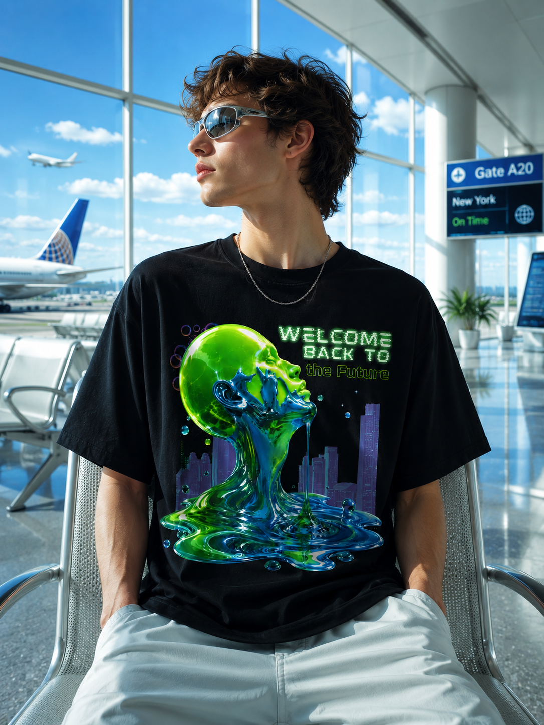 Welcome Back To The Future T-Shirt | Frutiger Aero Shirt | Frutiger Metro Aesthetic | Y2K Futuristic Graphic Tee | Liquid Glass Cyber Nature