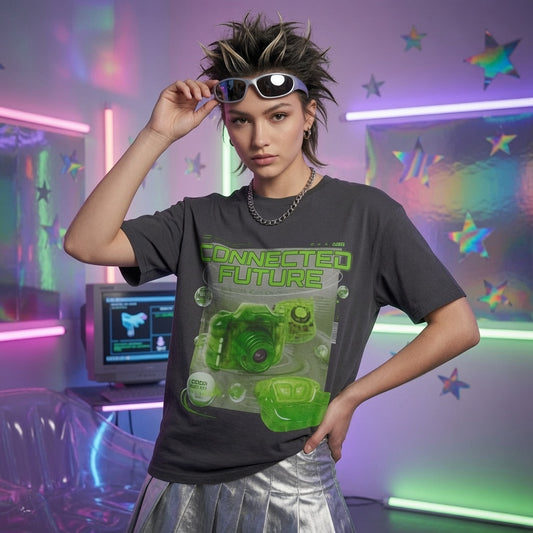 Frutiger Aero Graphic Tee Y2K Webcore Aesthetic Shirt Connected Future Retro Futuristic Camera Design Cyber Nostalgia Unisex Top