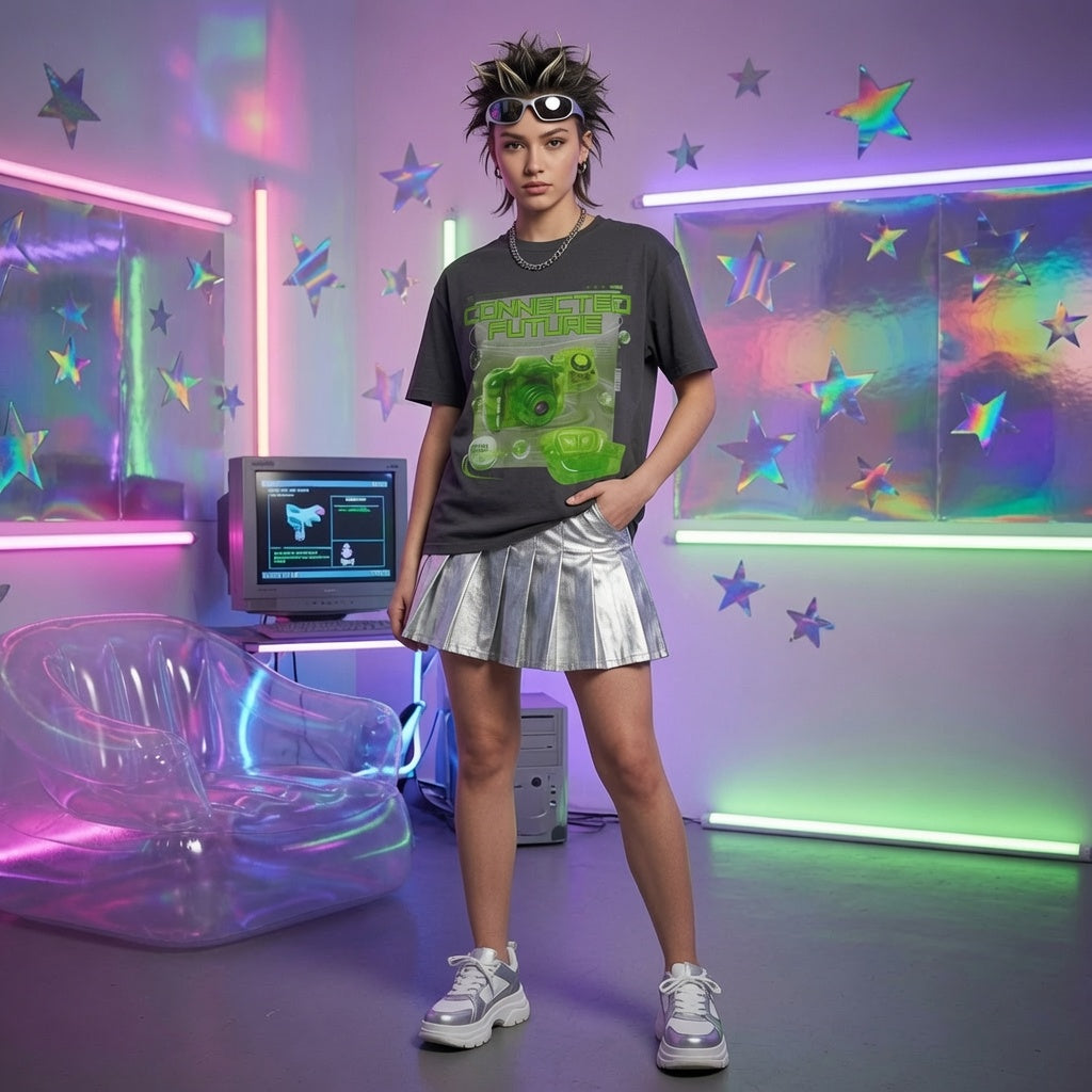 Frutiger Aero Graphic Tee Y2K Webcore Aesthetic Shirt Connected Future Retro Futuristic Camera Design Cyber Nostalgia Unisex Top