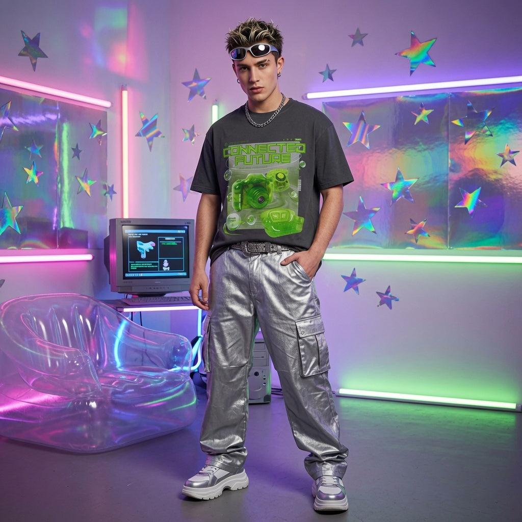 Frutiger Aero Graphic Tee Y2K Webcore Aesthetic Shirt Connected Future Retro Futuristic Camera Design Cyber Nostalgia Unisex Top