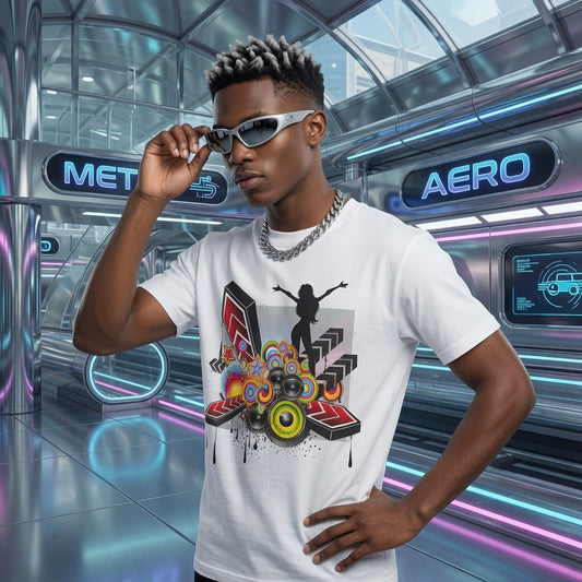 Frutiger Metro Y2K Graphic Tee Retro Futuristic Streetwear Shirt Colorful Speaker Design Webcore Aesthetic Unisex Top