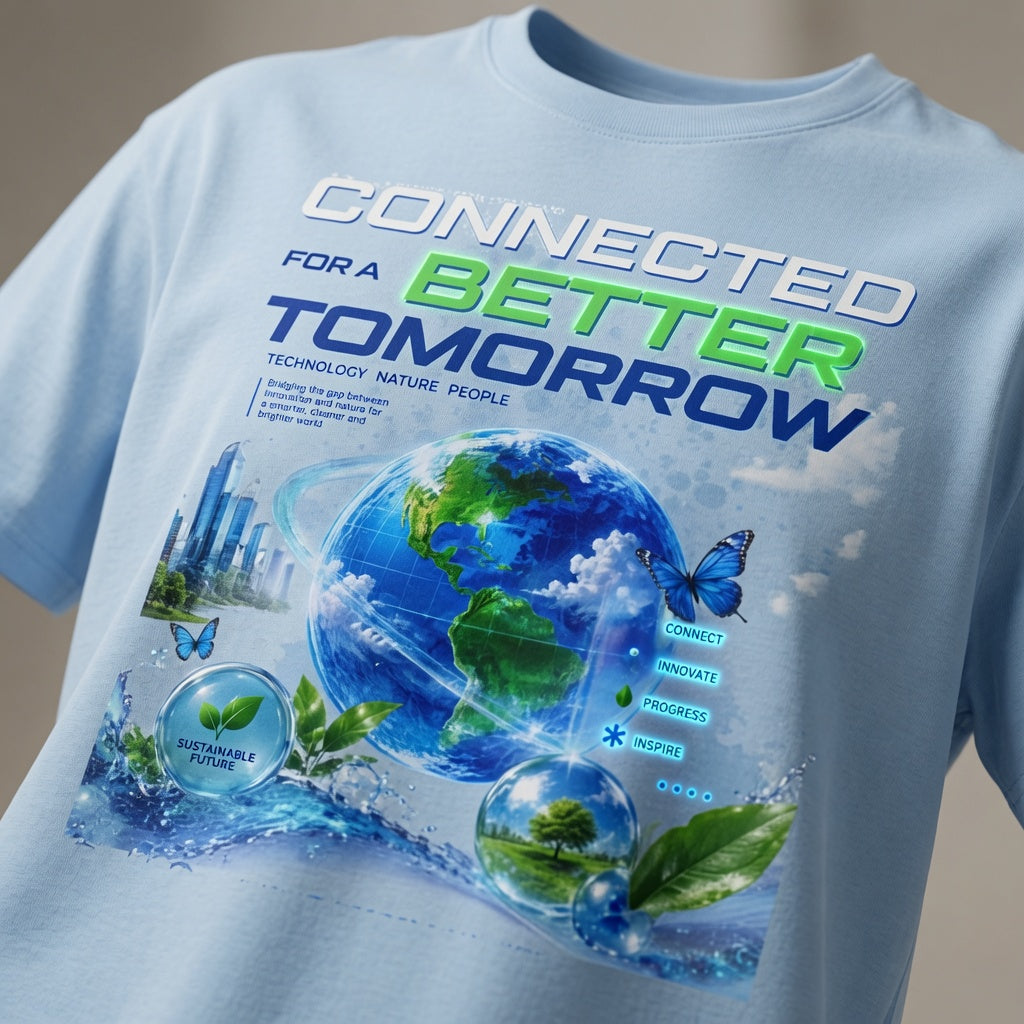 Frutiger Aero T-Shirt Connected For A Better Tomorrow Shirt | Y2K Futuristic Earth Tee | Eco Tech Aesthetic Graphic Shirt | Retro Vaporwave