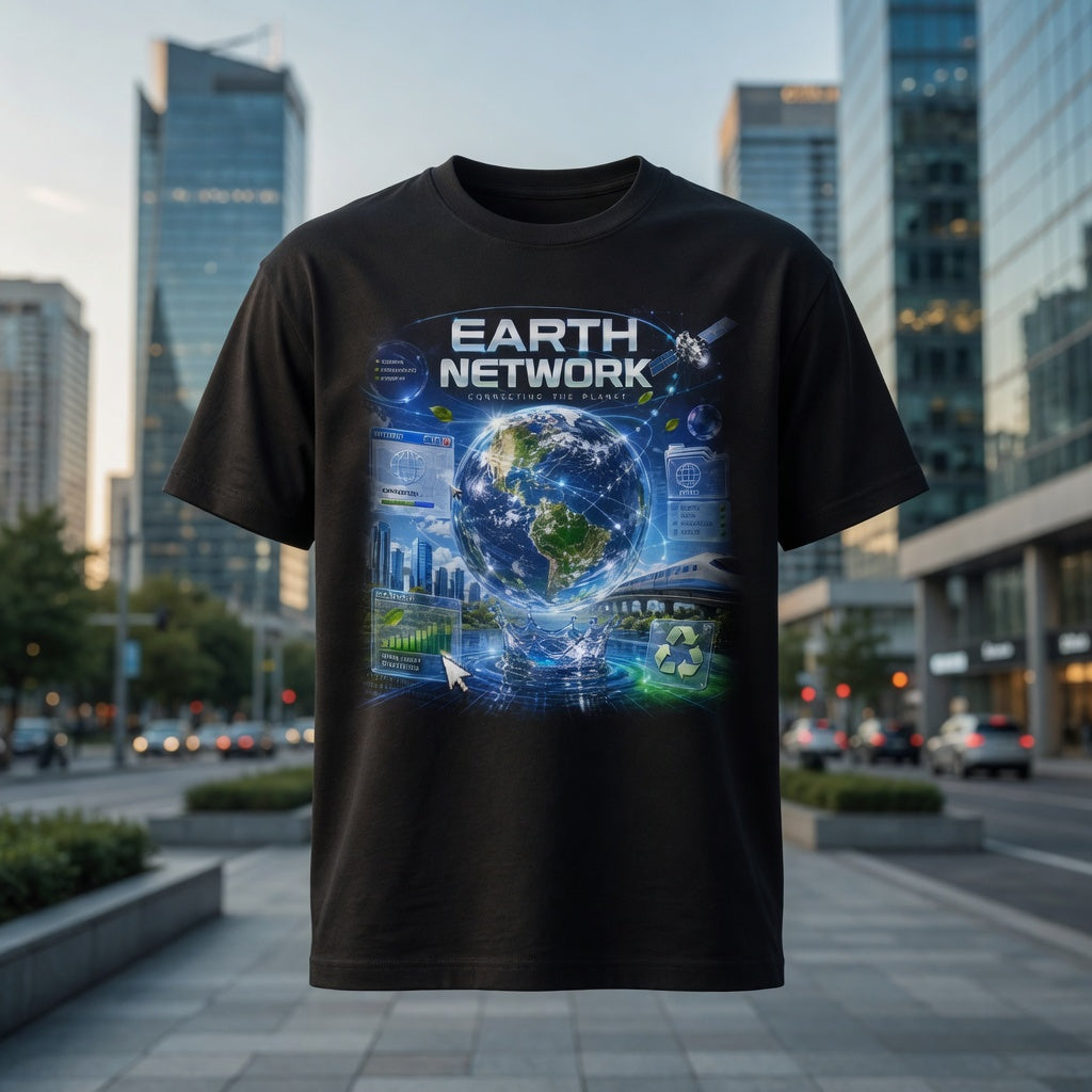 Frutiger Aero T Shirt, Future Earth Graphic Tee, Y2K Internet Aesthetic Shirt, Eco Technology Art Tee, Futuristic World Design