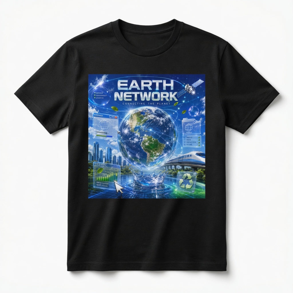 Frutiger Aero T Shirt, Future Earth Graphic Tee, Y2K Internet Aesthetic Shirt, Eco Technology Art Tee, Futuristic World Design