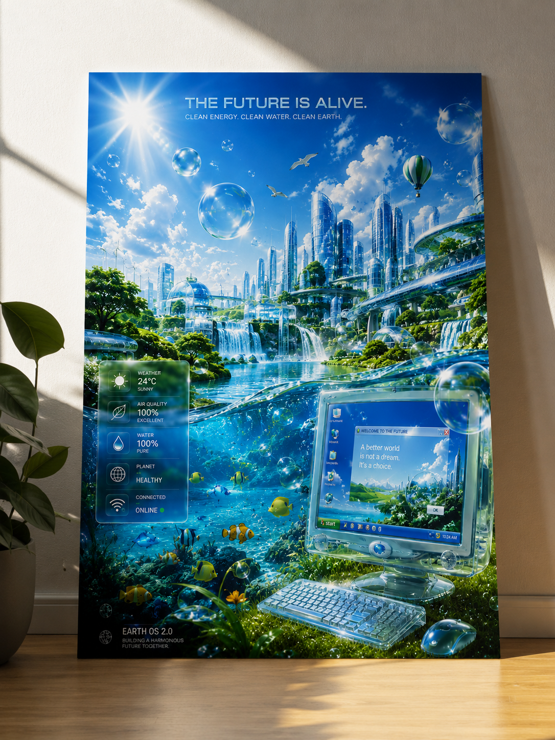 Frutiger Aero Poster — "The Future Is Alive" Rolled Art Print