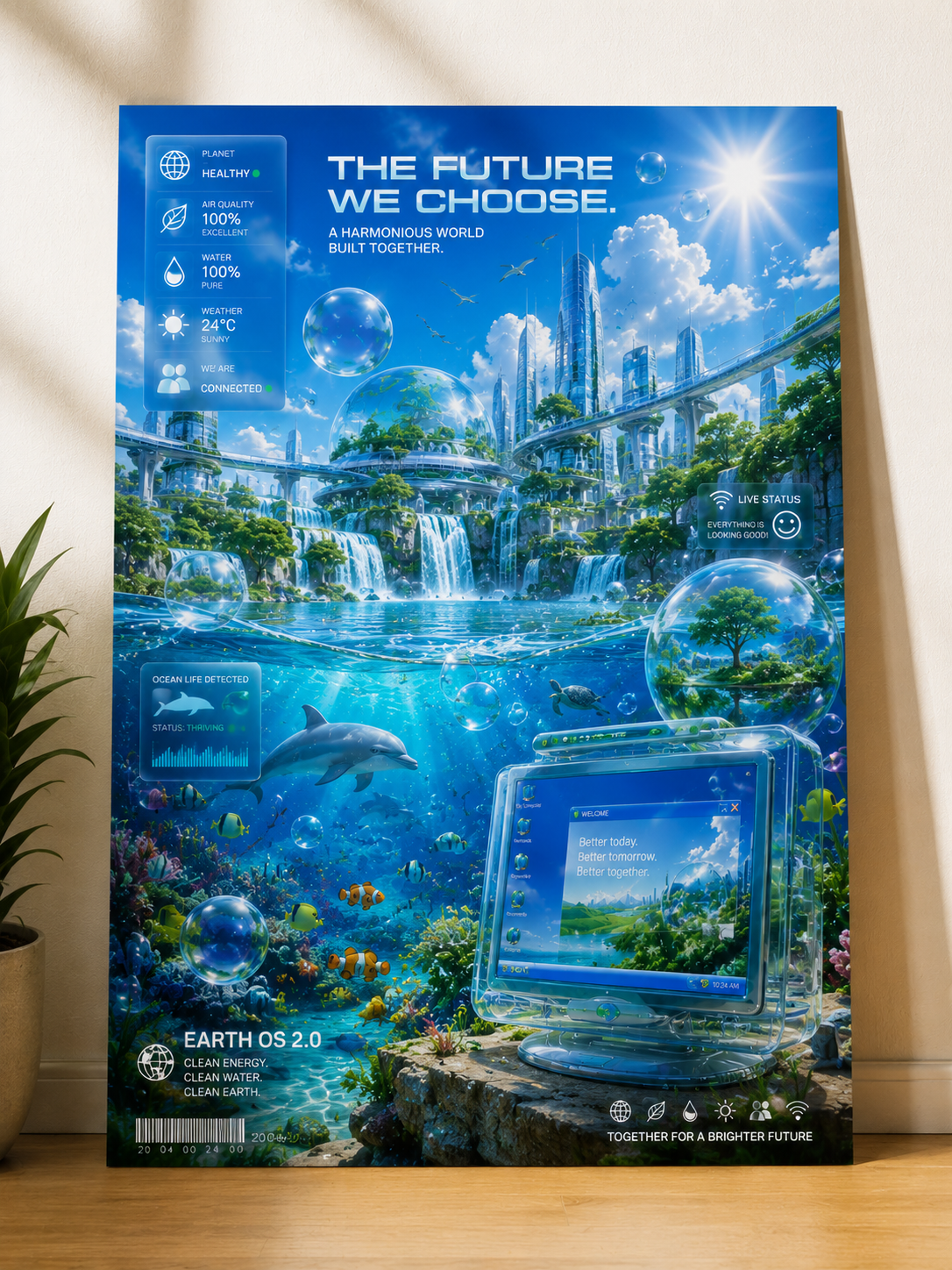 Frutiger Aero Poster — "The Future Is Alive" Rolled Art Print