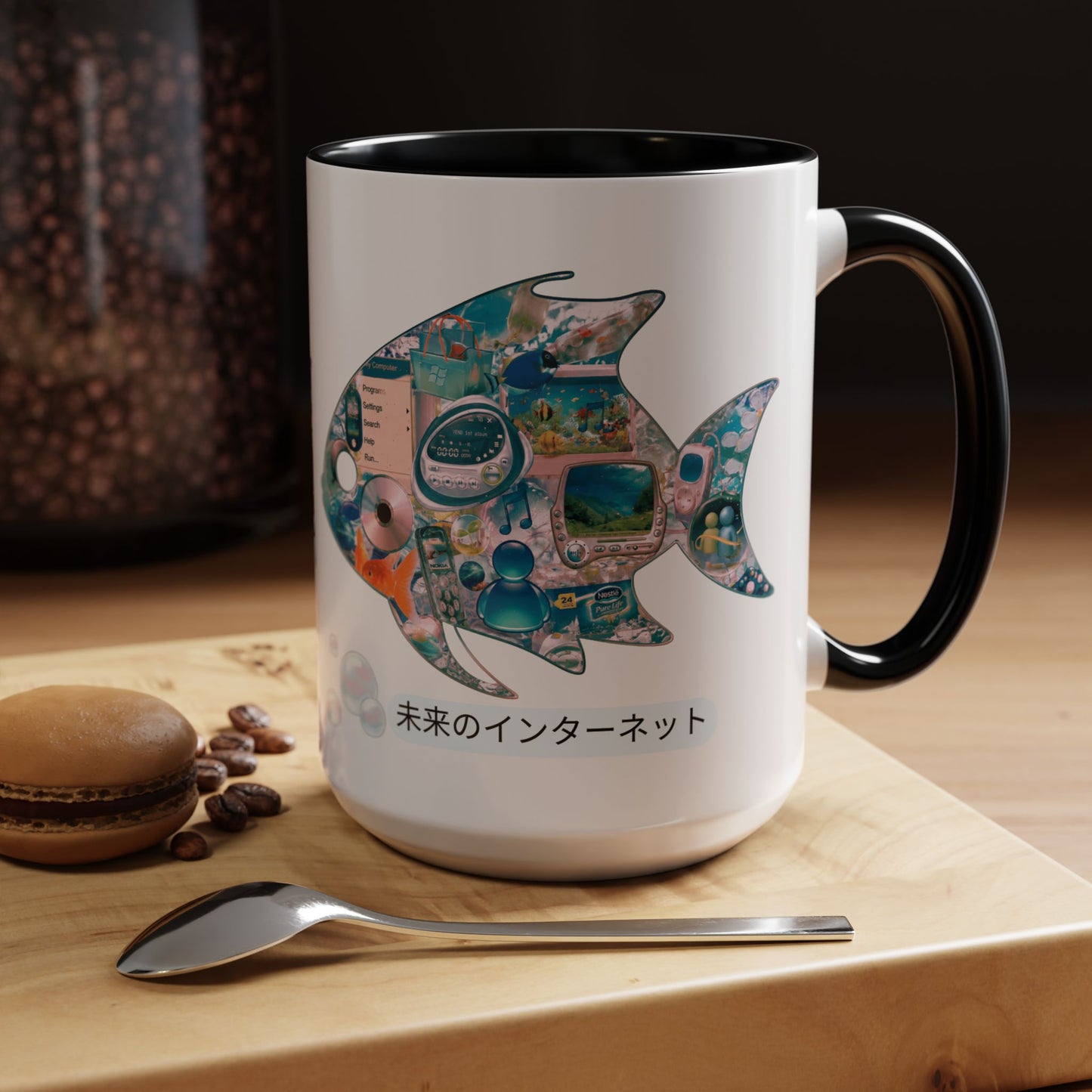 Fish Collage Mug |FRUTIGER AERO, WEBCORE Accent Coffee Mug (11oz, 15oz)