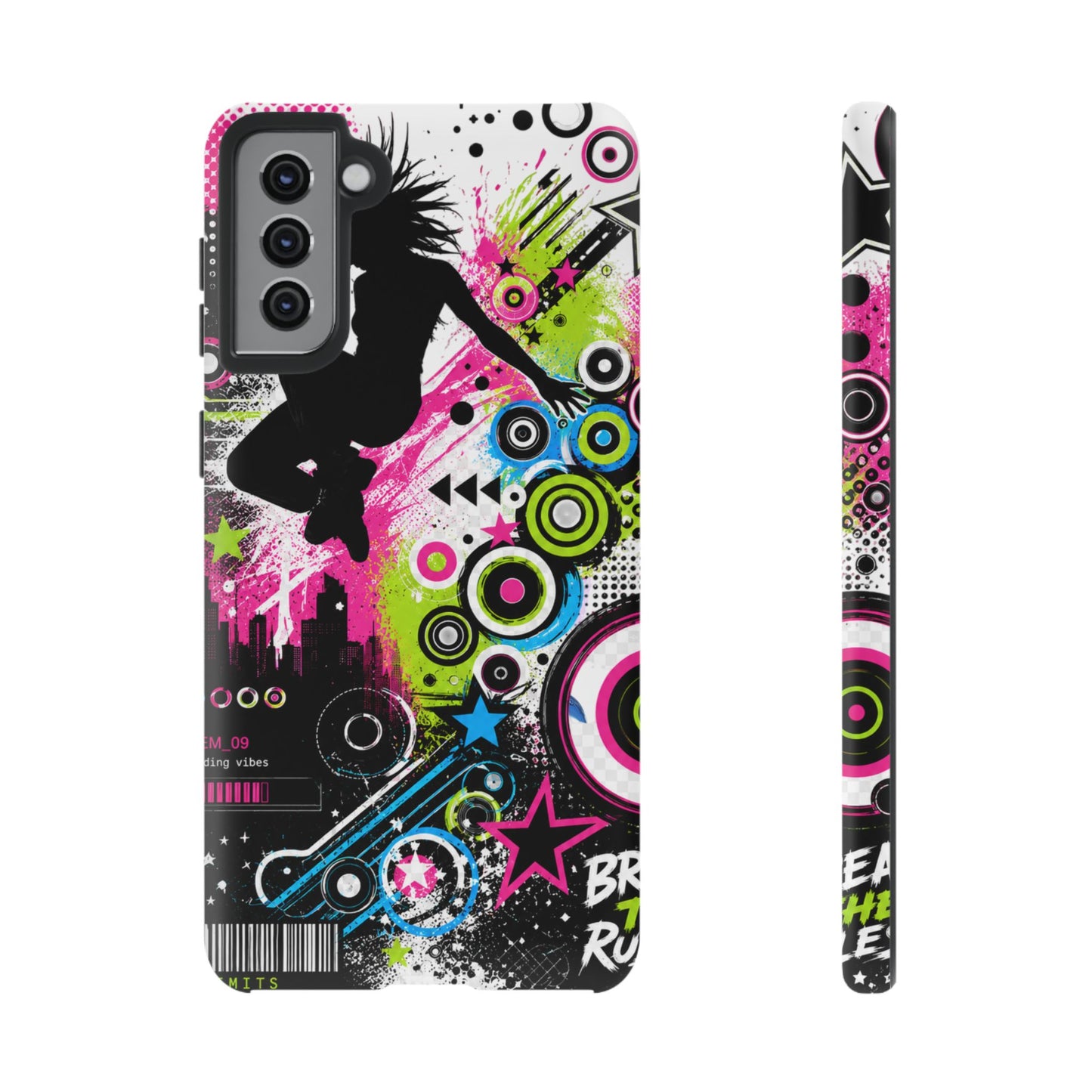 Frutiger Metro / Neon Skate Silhouette Tough Case | Graffiti Pop Art Phone Cover