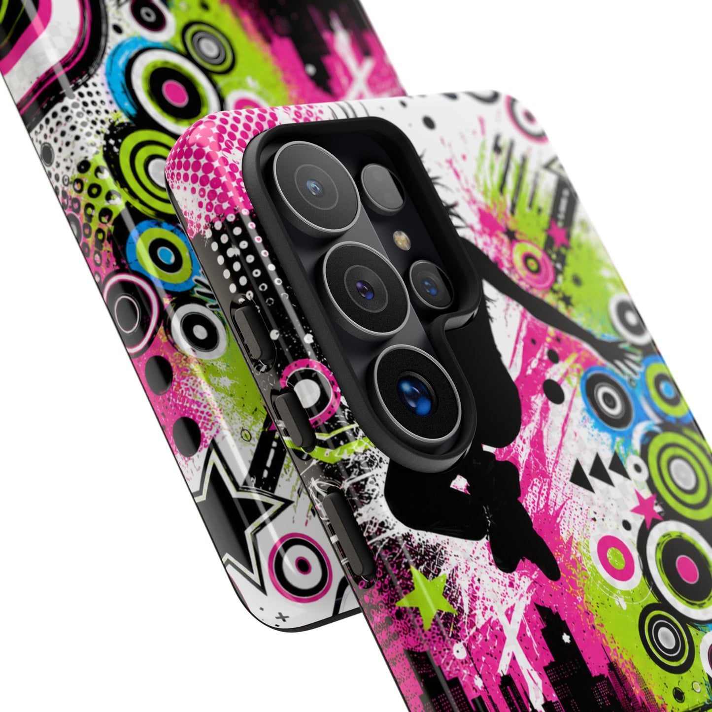 Frutiger Metro / Neon Skate Silhouette Tough Case | Graffiti Pop Art Phone Cover