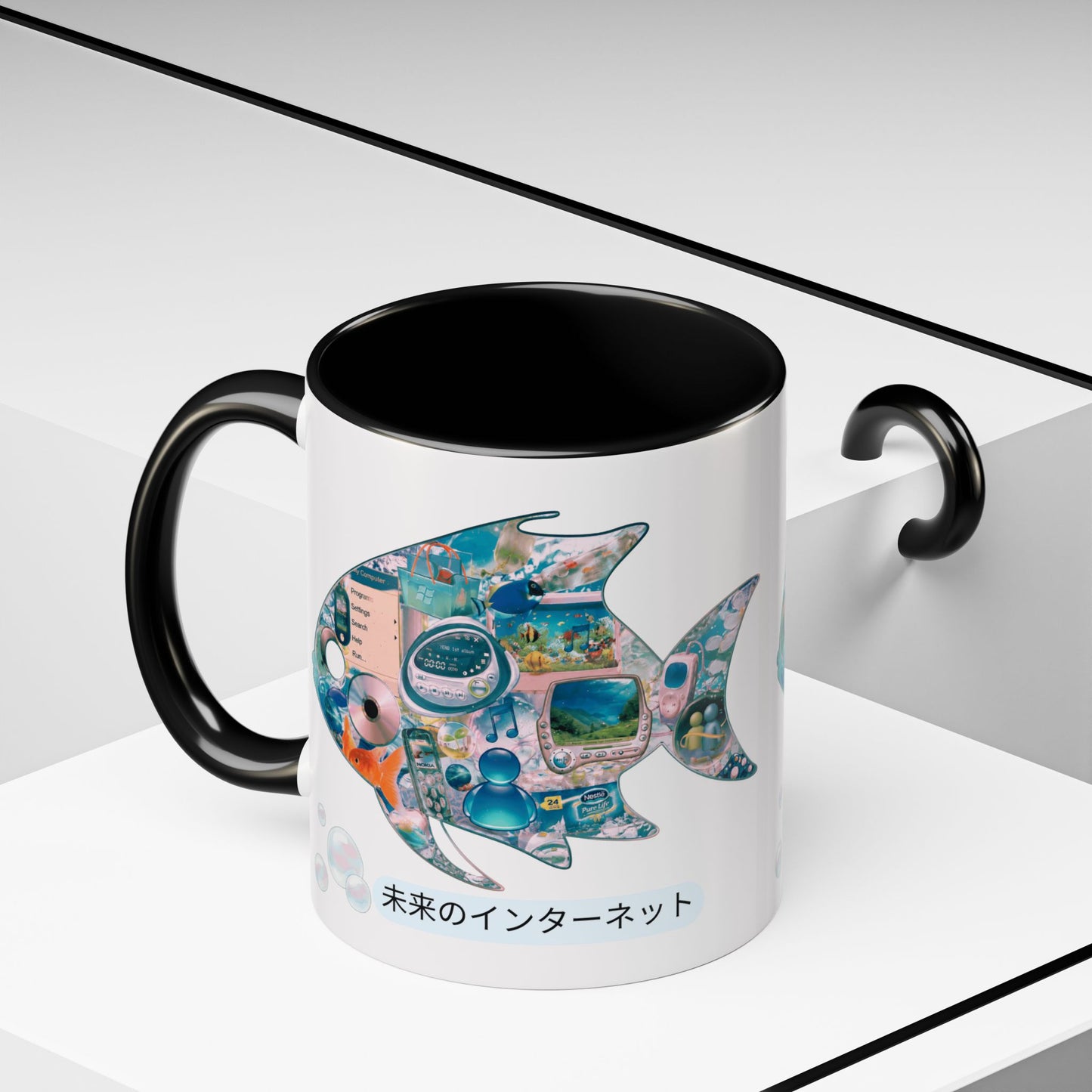 Fish Collage Mug |FRUTIGER AERO, WEBCORE Accent Coffee Mug (11oz, 15oz)