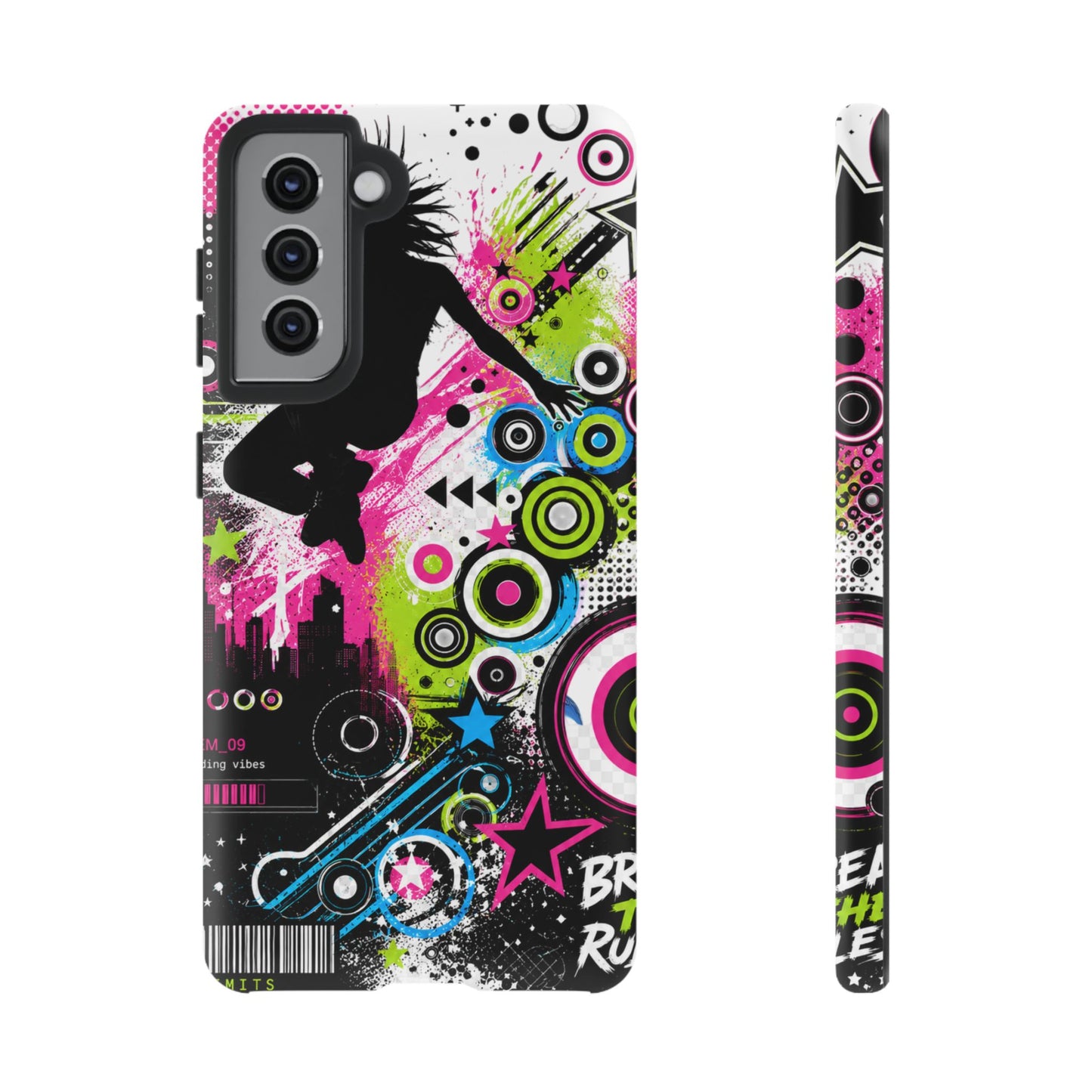 Frutiger Metro / Neon Skate Silhouette Tough Case | Graffiti Pop Art Phone Cover