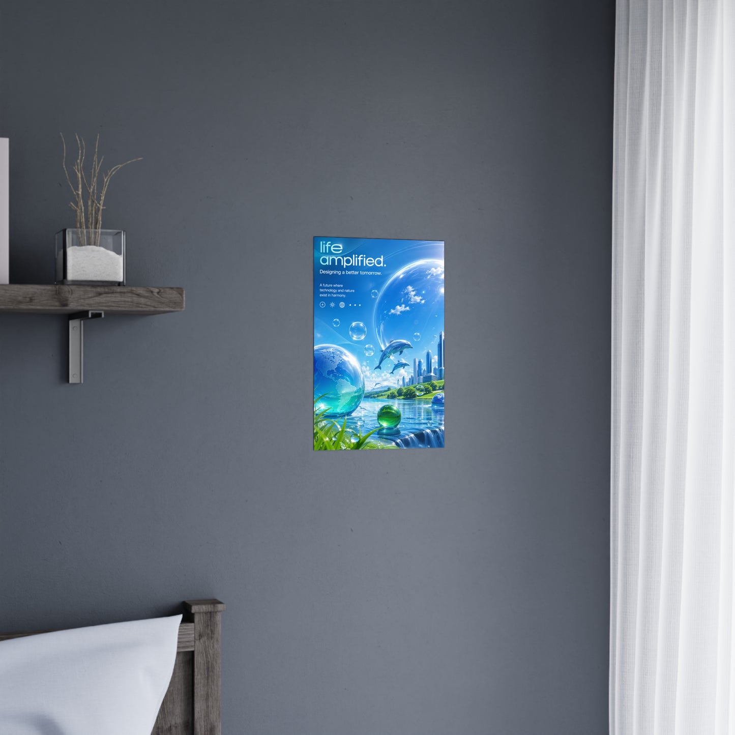 frutiger aero room decor y2k wall art blue aesthetic poster futuristic tech nature print digital nostalgia bedroom decor