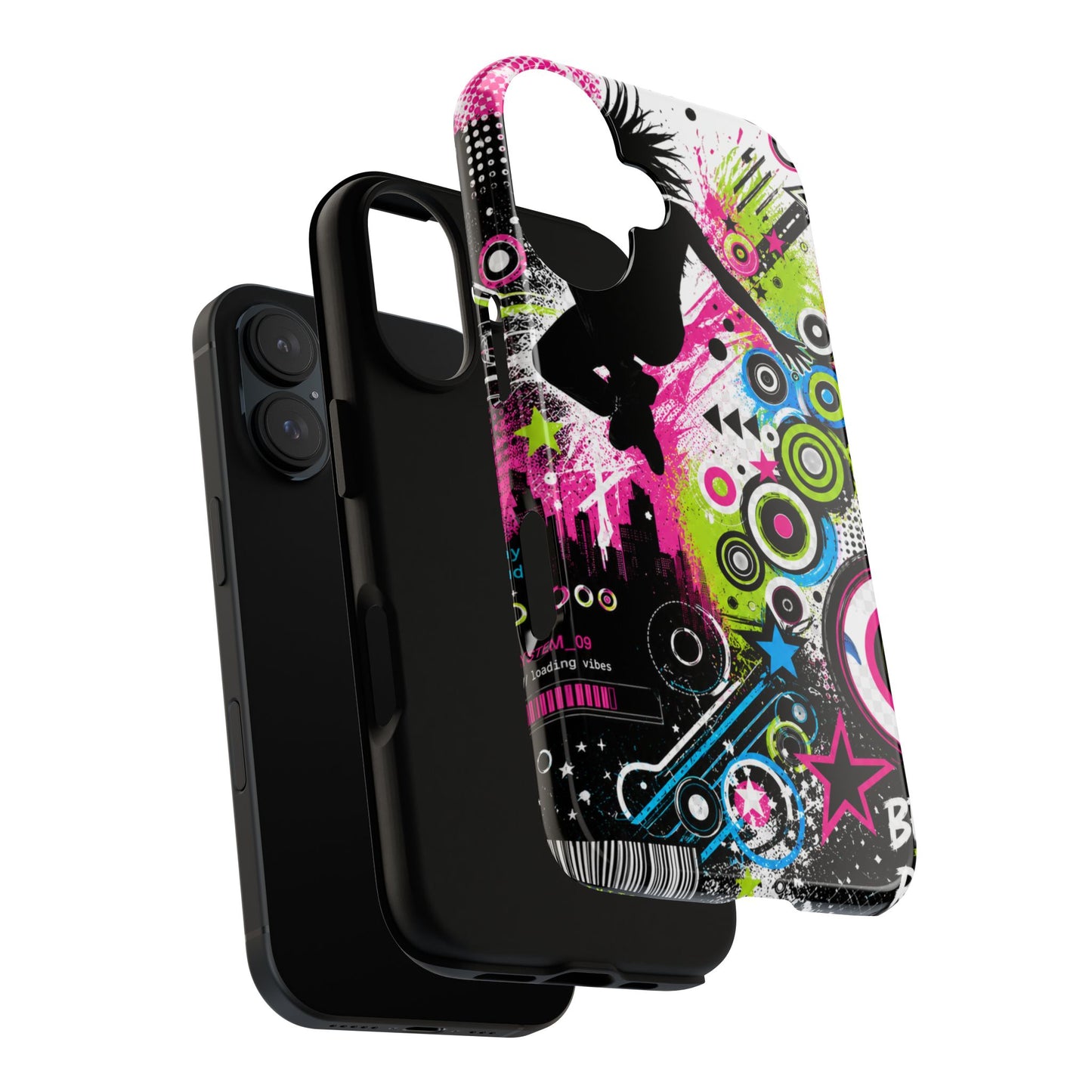 Frutiger Metro / Neon Skate Silhouette Tough Case | Graffiti Pop Art Phone Cover