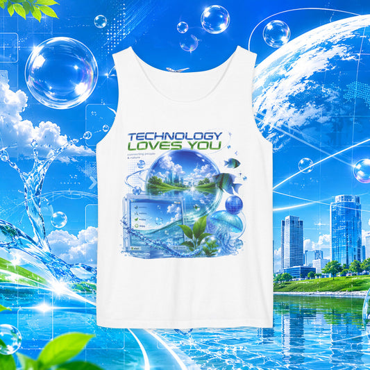 Technology Loves You Tank Top | Frutiger Aero Retro Futuristic Tech Graphic