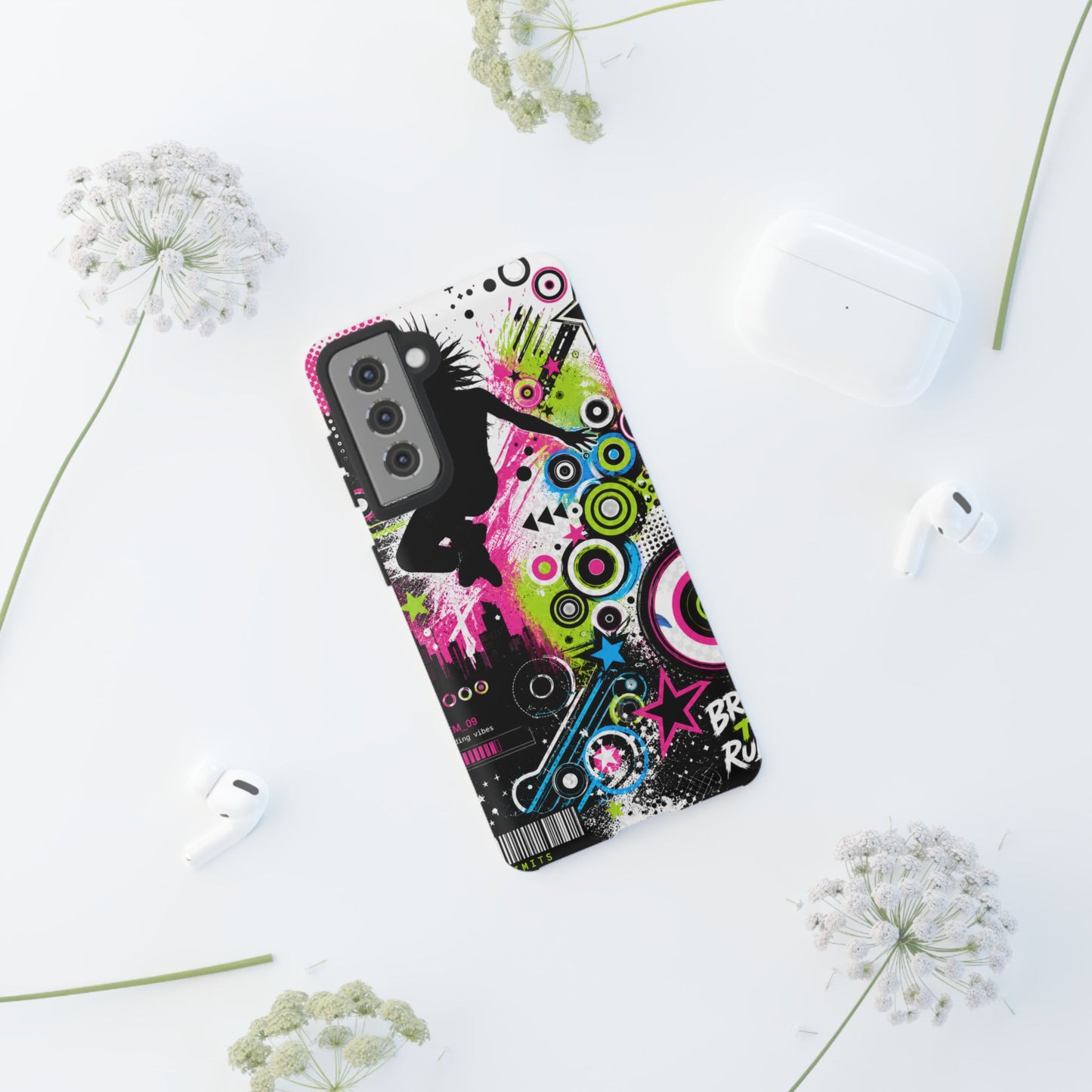 Frutiger Metro / Neon Skate Silhouette Tough Case | Graffiti Pop Art Phone Cover