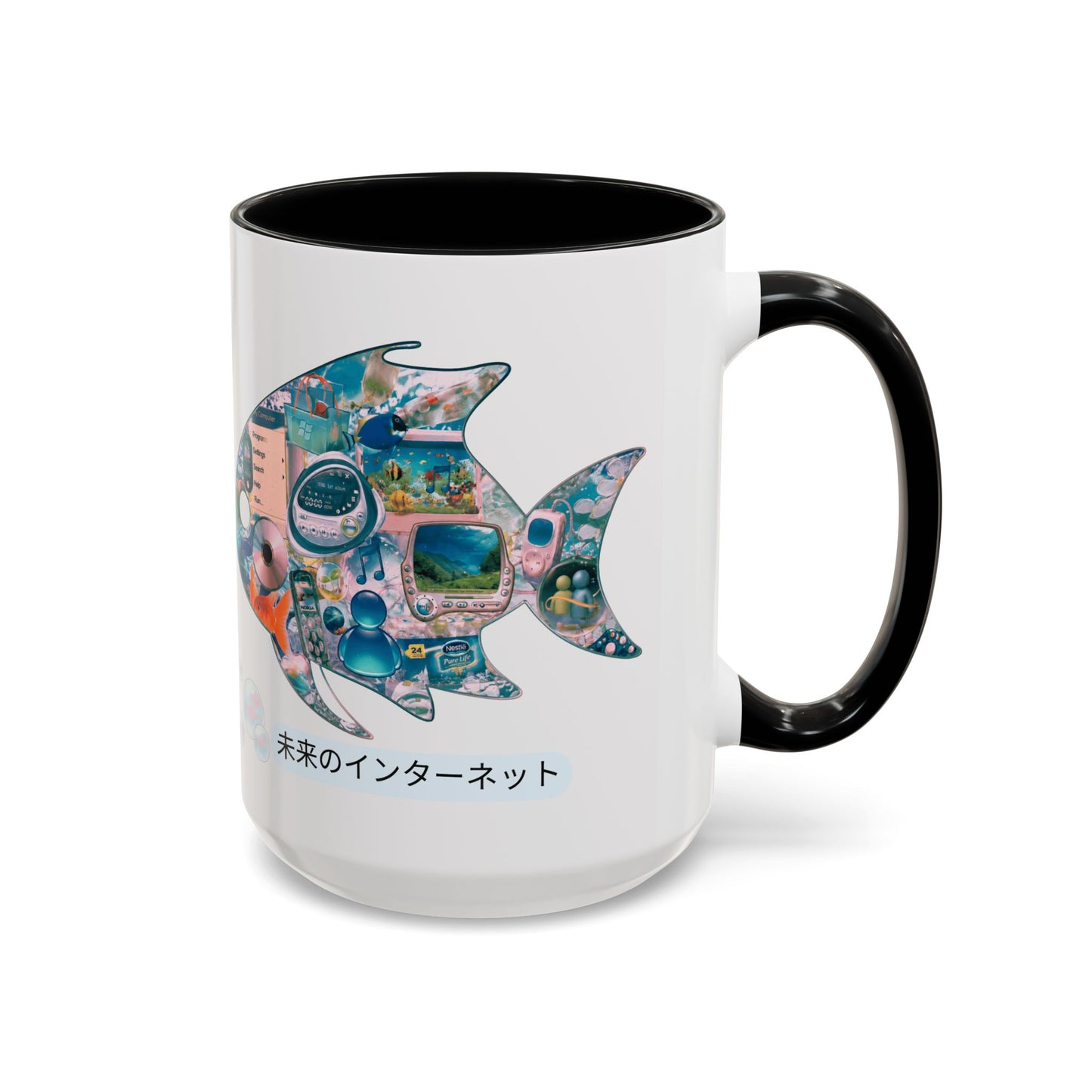 Fish Collage Mug |FRUTIGER AERO, WEBCORE Accent Coffee Mug (11oz, 15oz)