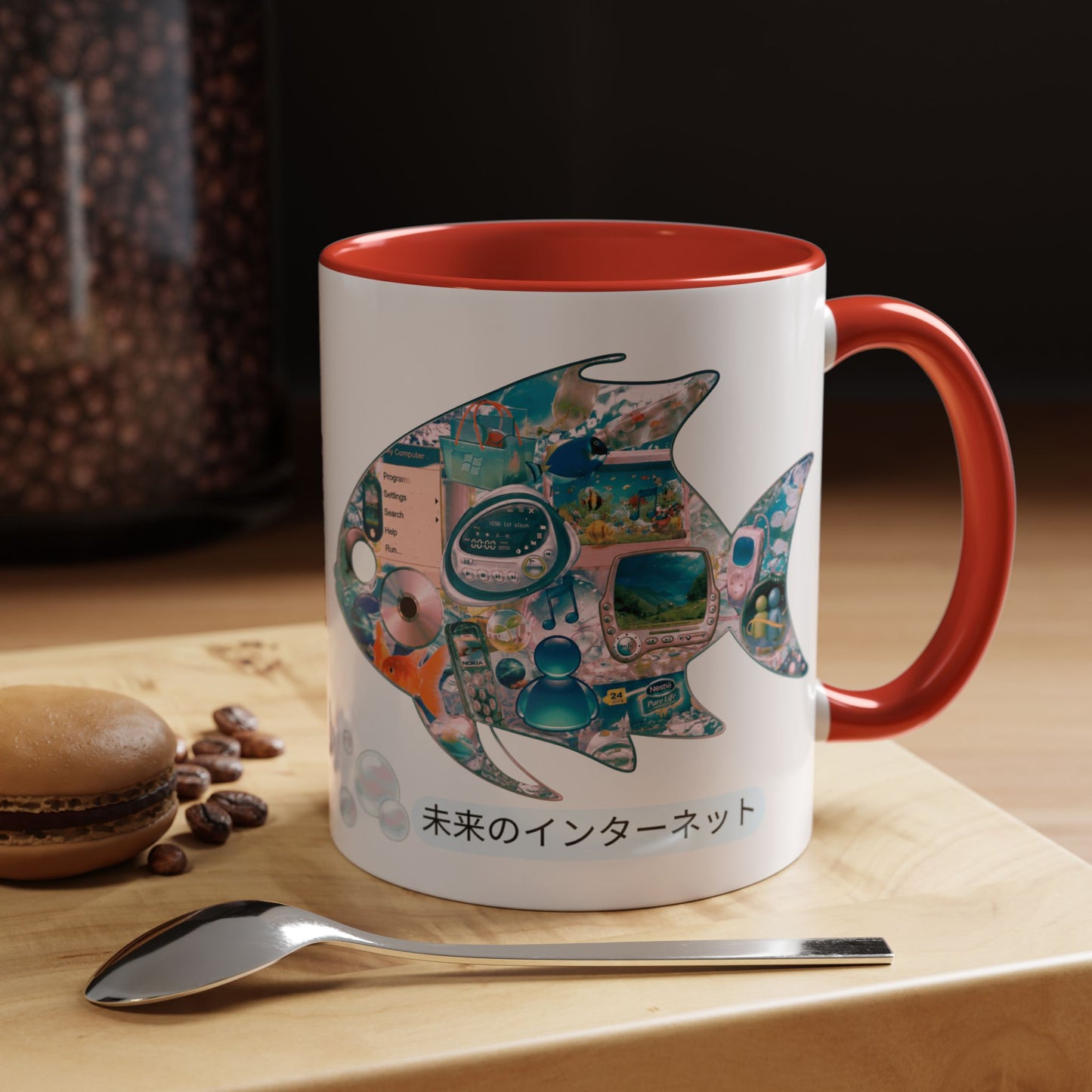 Fish Collage Mug |FRUTIGER AERO, WEBCORE Accent Coffee Mug (11oz, 15oz)